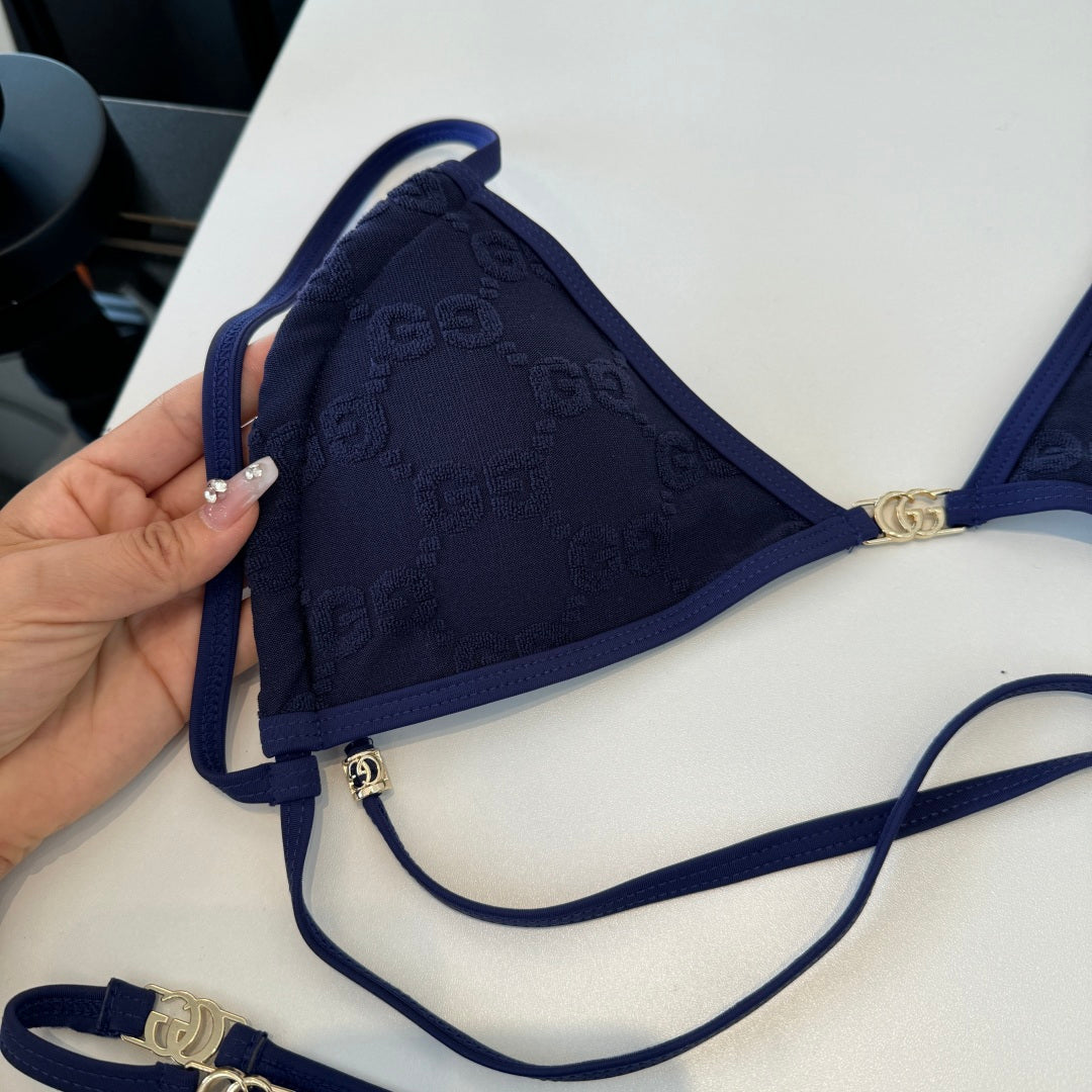 Gucci 26s Swimsuit Navy Blue Colorful Cotton