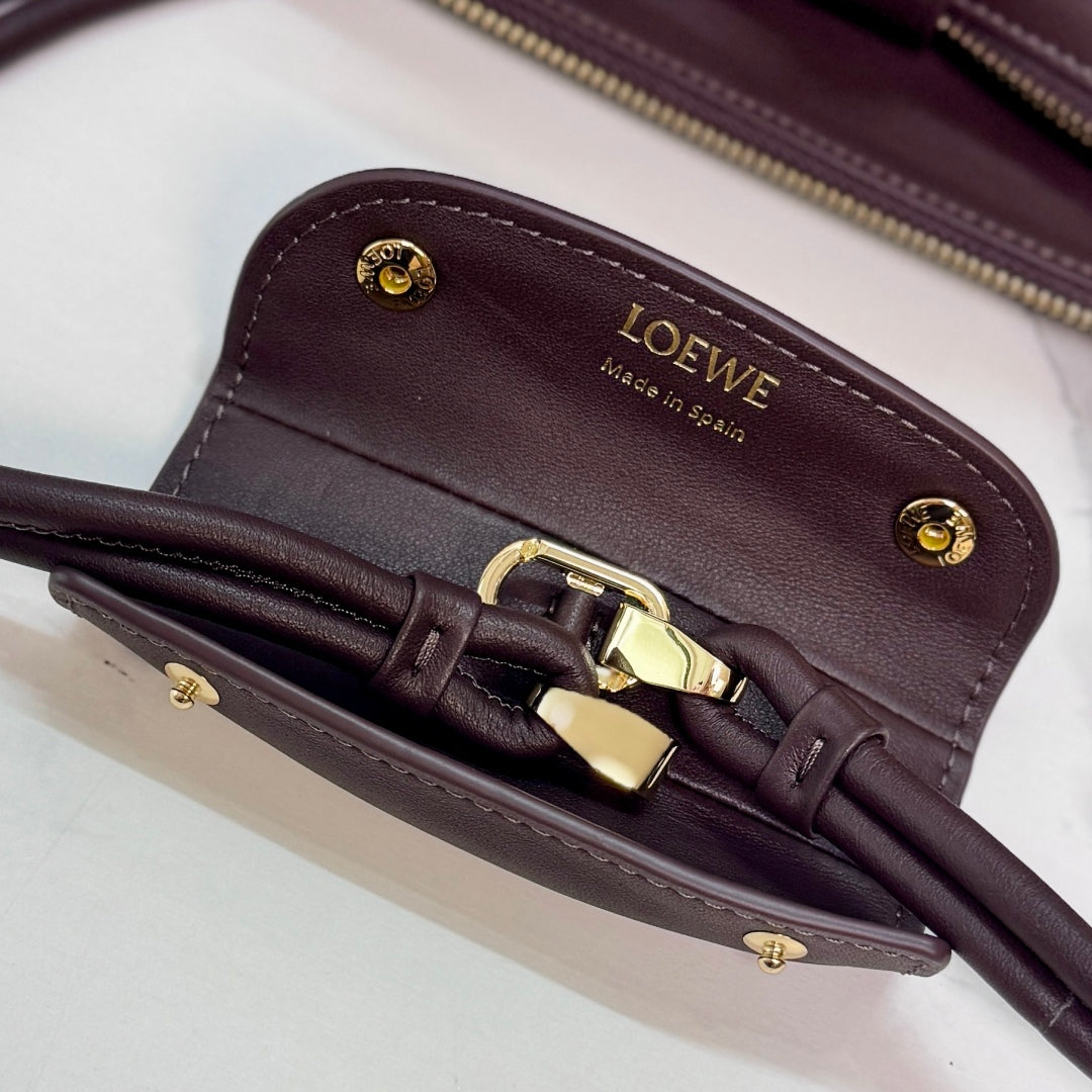 Loewe Madrid Handbag 23.5 Dark Reddish Brown Cowhide