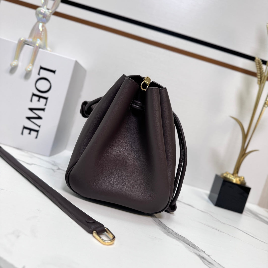 Loewe Madrid Handbag 28.5 Dark Reddish Brown Cowhide