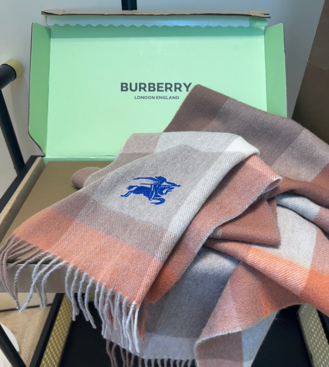 BRR Check Scarf 30*180cm Orange Grey Cashmere 207633