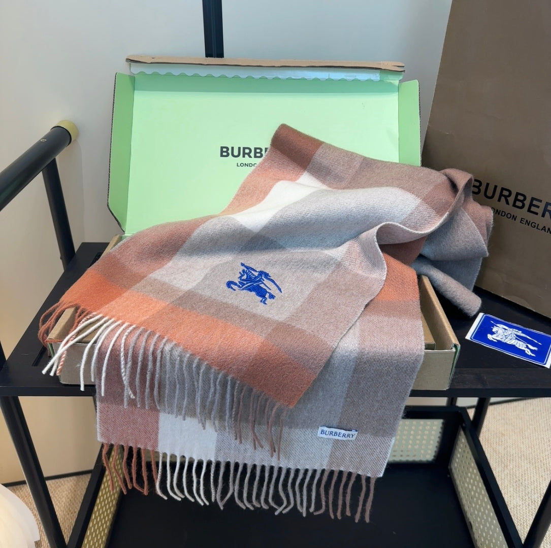 BRR Check Scarf 30*180cm Orange Grey Cashmere 207633