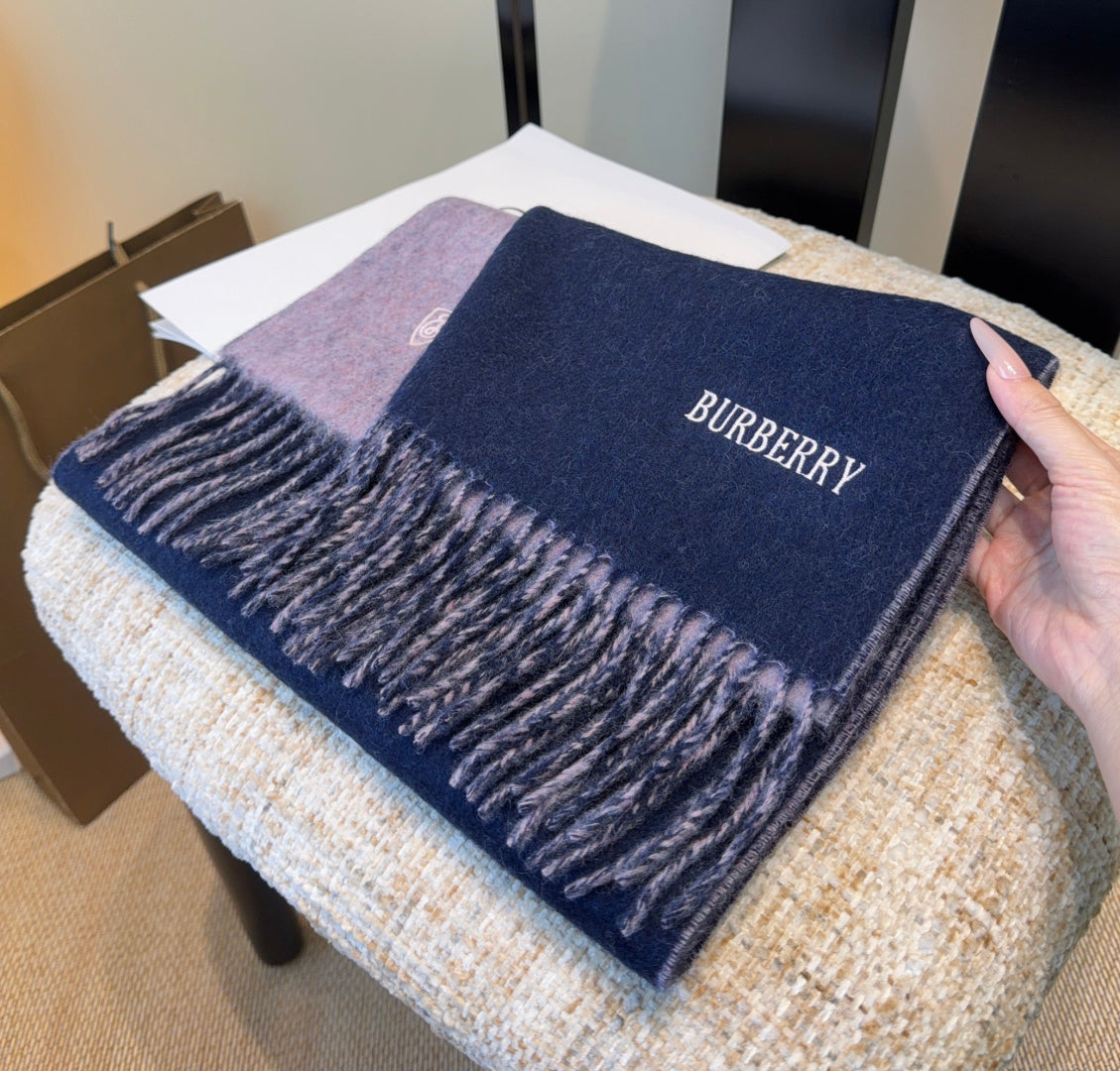 BRR Reversible Scarf 30*180cm Purple Navy Blue Cashmere 207635