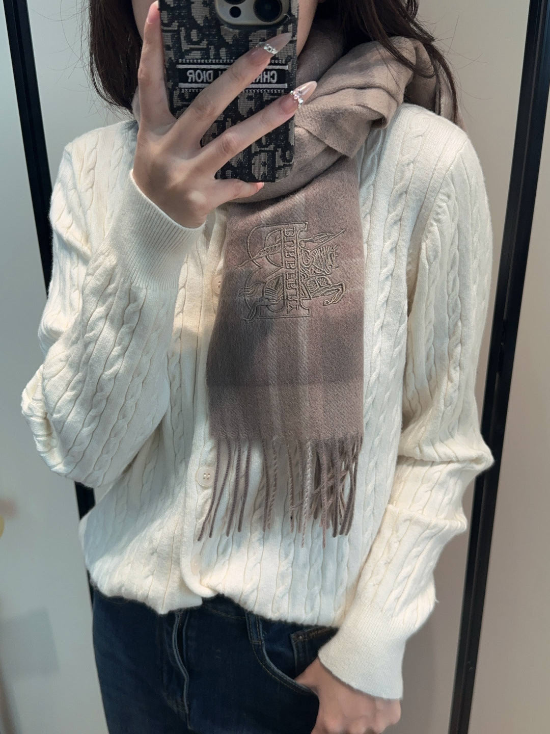 BRR Check Scarf 30*180cm Grey Cashmere 207638