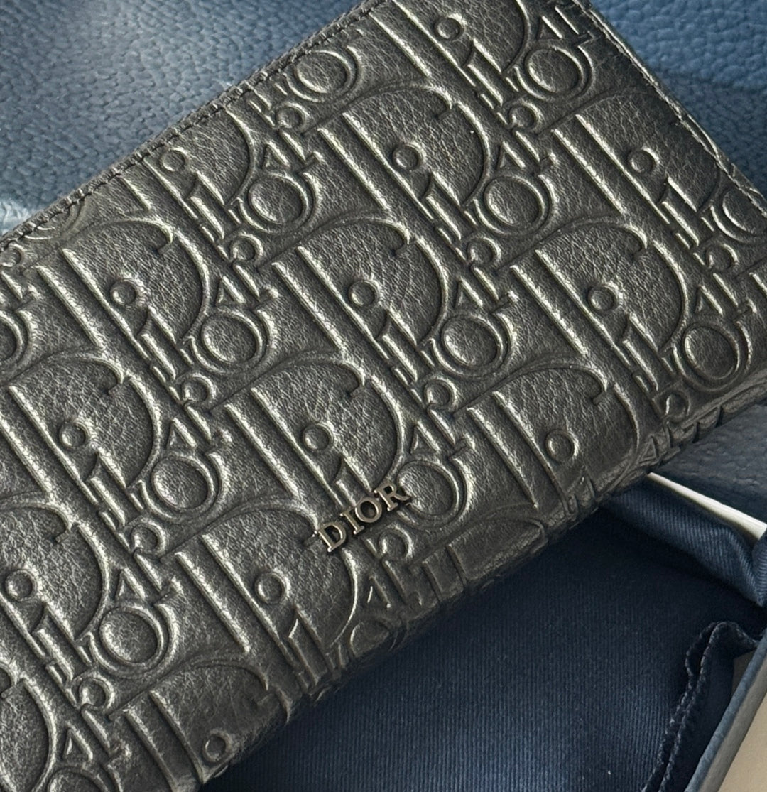 CD Long Zipped Wallet 19.8cm Black Gravity Leather