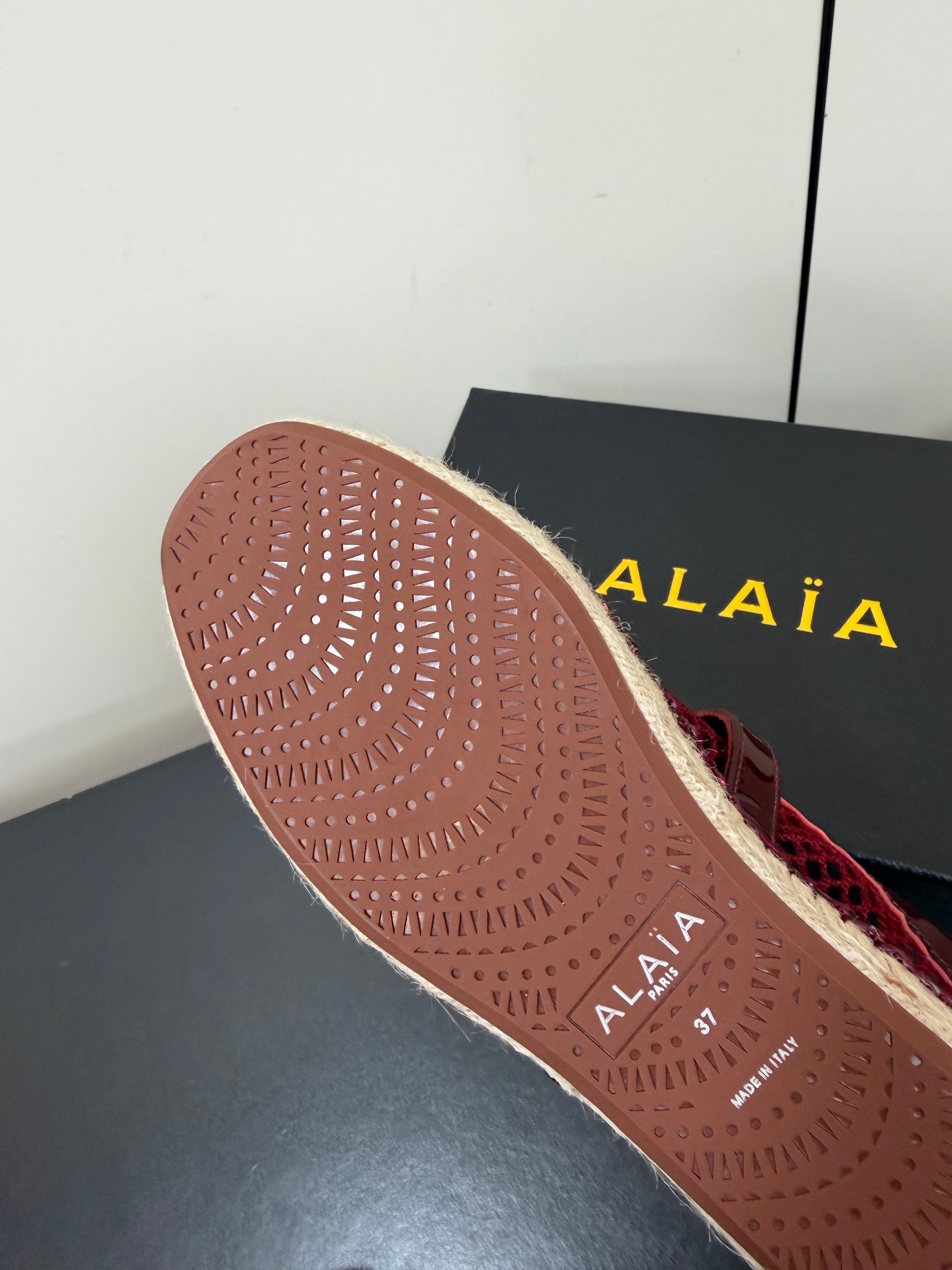 Alaia 26s Espadrilles Burgundy Patent Leather Mesh 984732