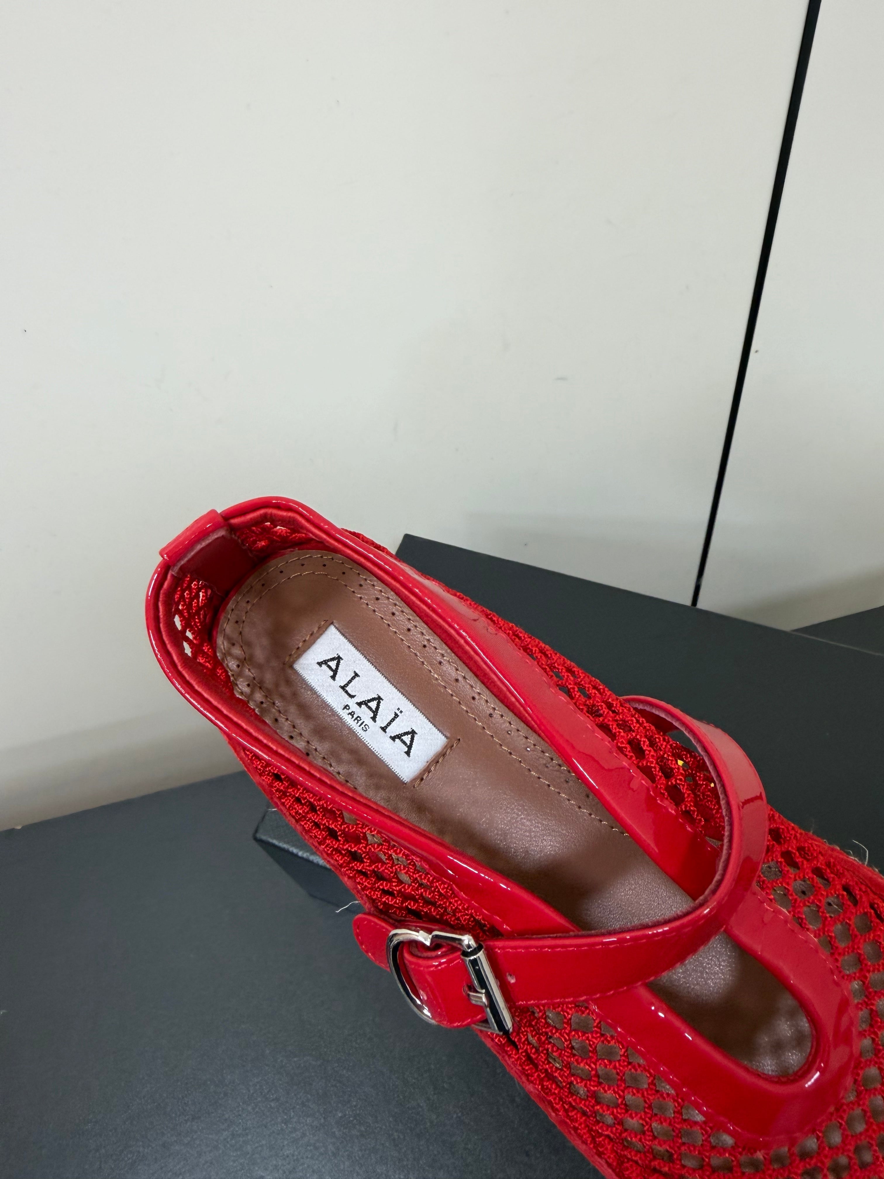 Alaia 26s Espadrilles Red Patent Leather Mesh 984733