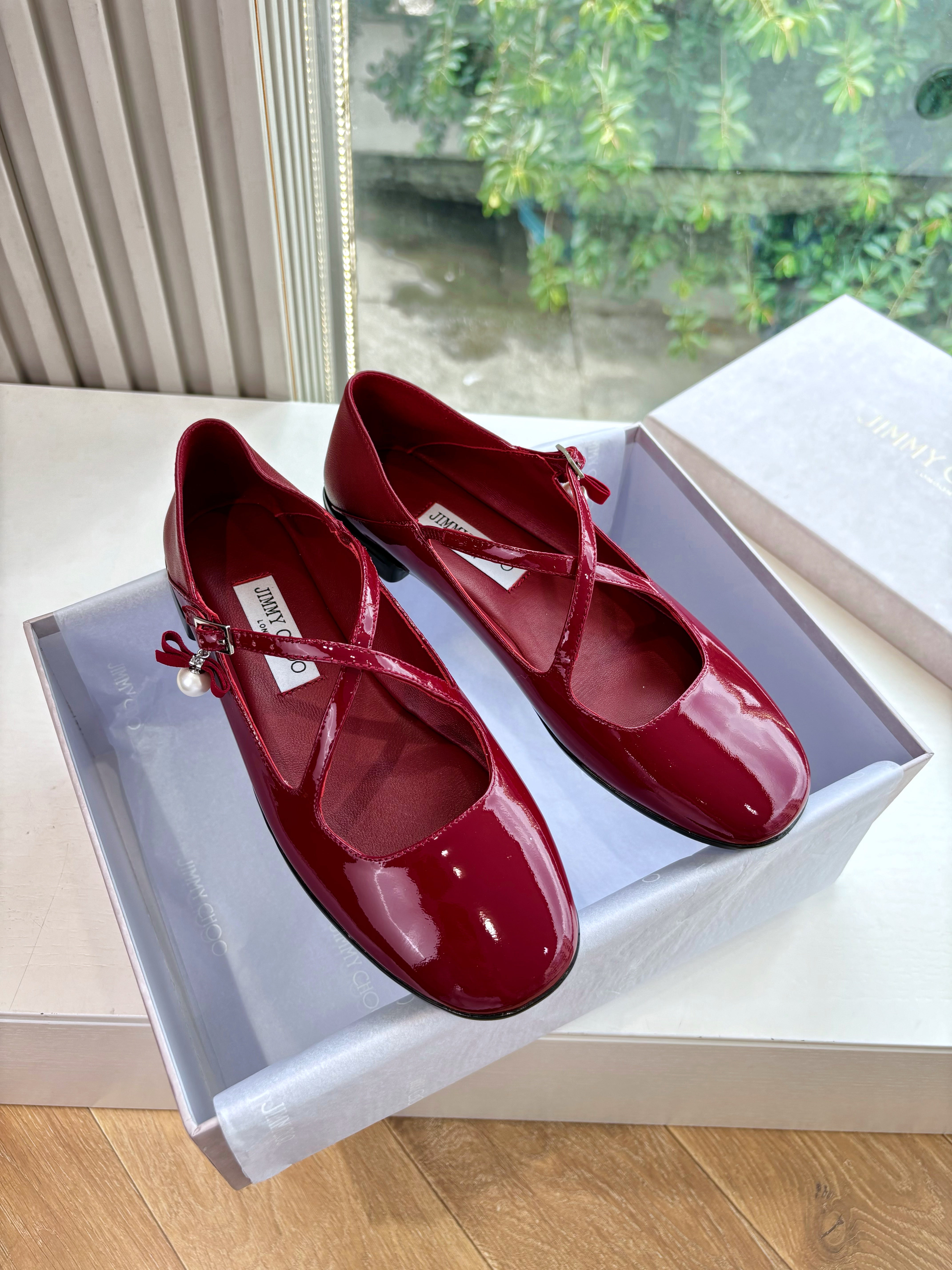 Jimmy Eleri Ballerina Shoes Red Patent Leather 430571