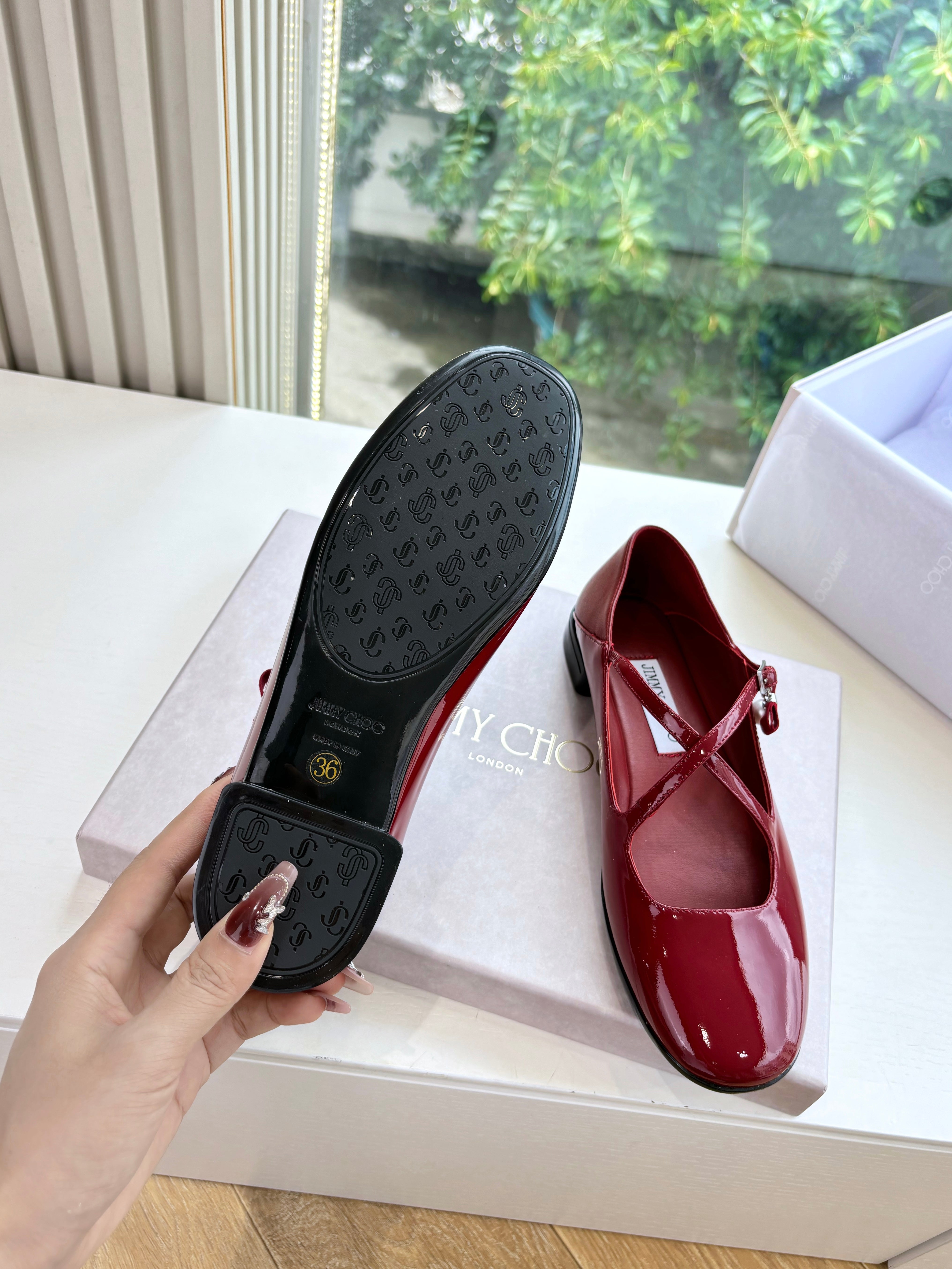 Jimmy Eleri Ballerina Shoes Red Patent Leather 430571
