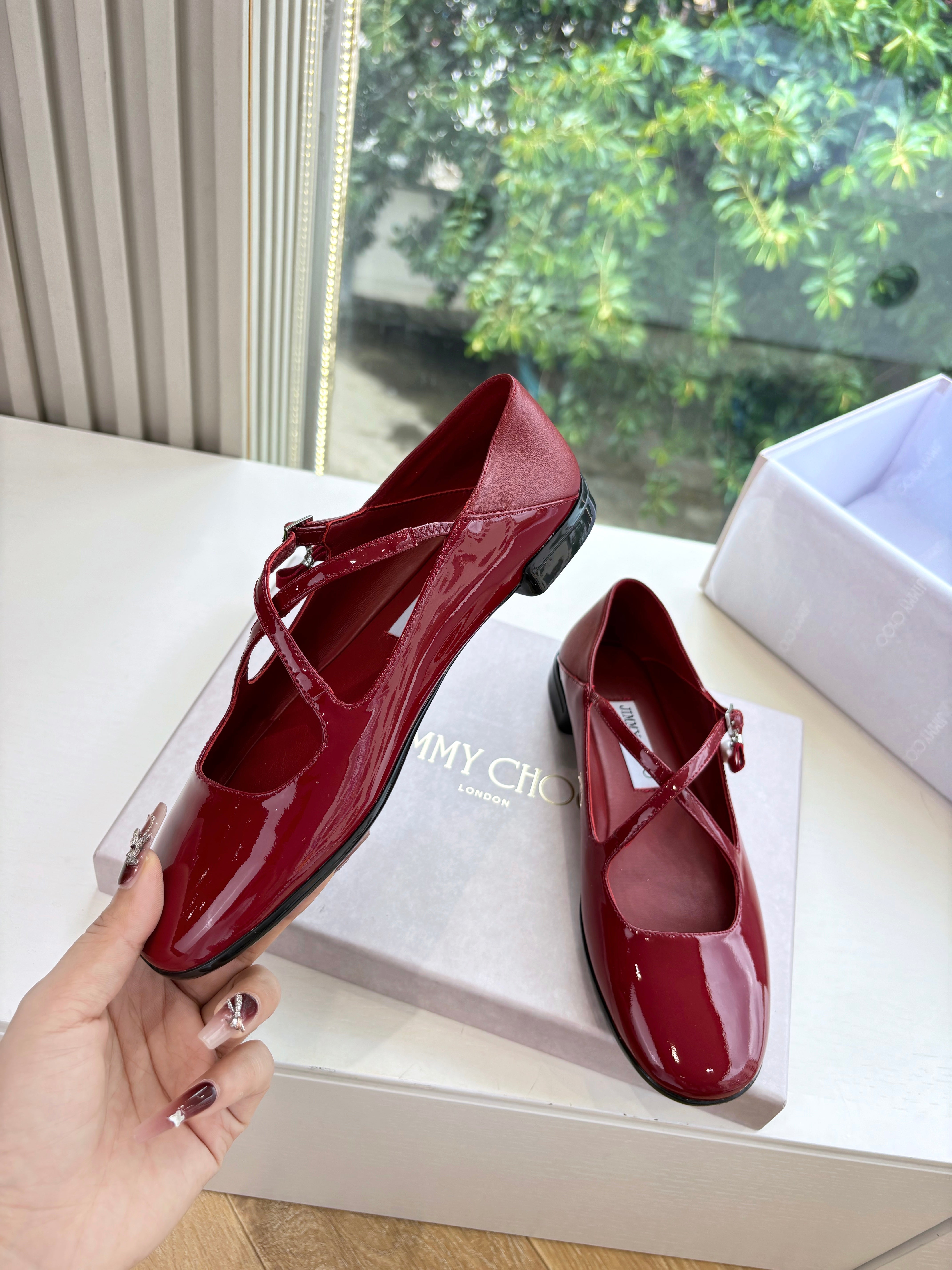 Jimmy Eleri Ballerina Shoes Red Patent Leather 430571