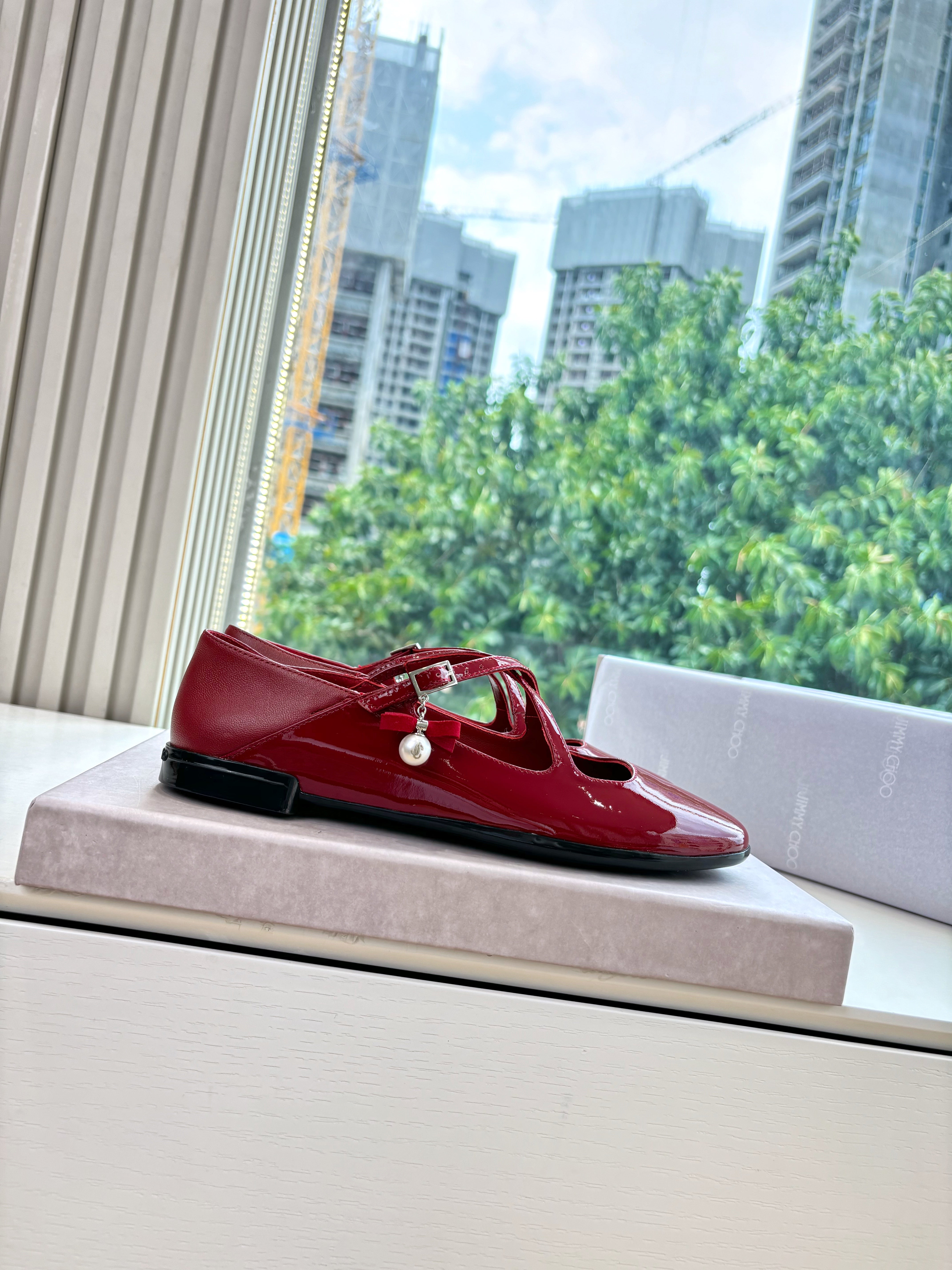 Jimmy Eleri Ballerina Shoes Red Patent Leather 430571