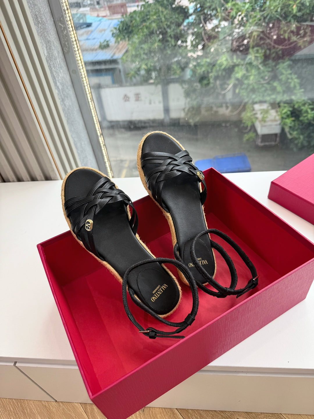 VLogo Bribri Espadrille Sandals Black Leather 933613