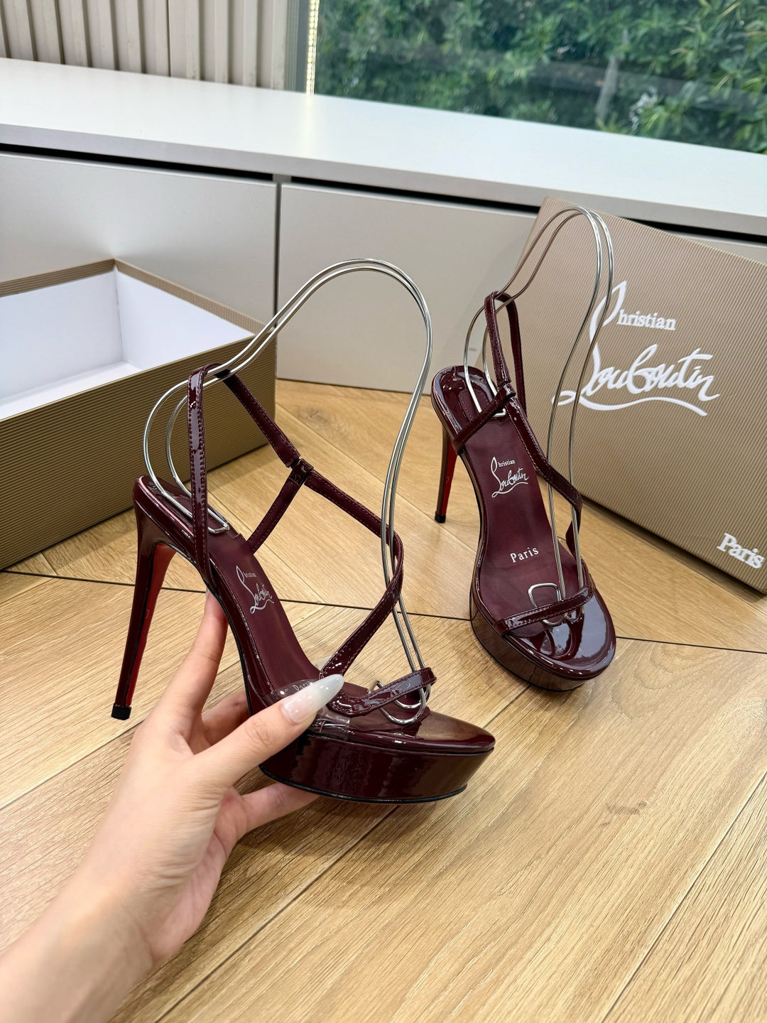 CL 26s Rosalie Alta 15cm Sandal Burgundy Leather 932667