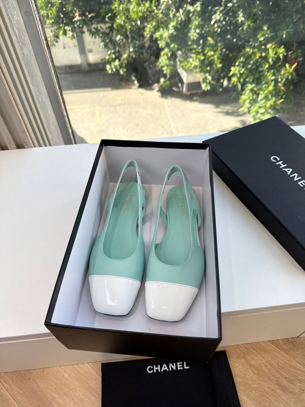 CC 26s Cap Toe Slingback Flats Mint Green Leather 168791