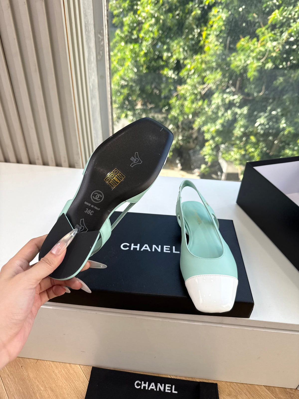 CC 26s Cap Toe Slingback Flats Mint Green Leather 168791