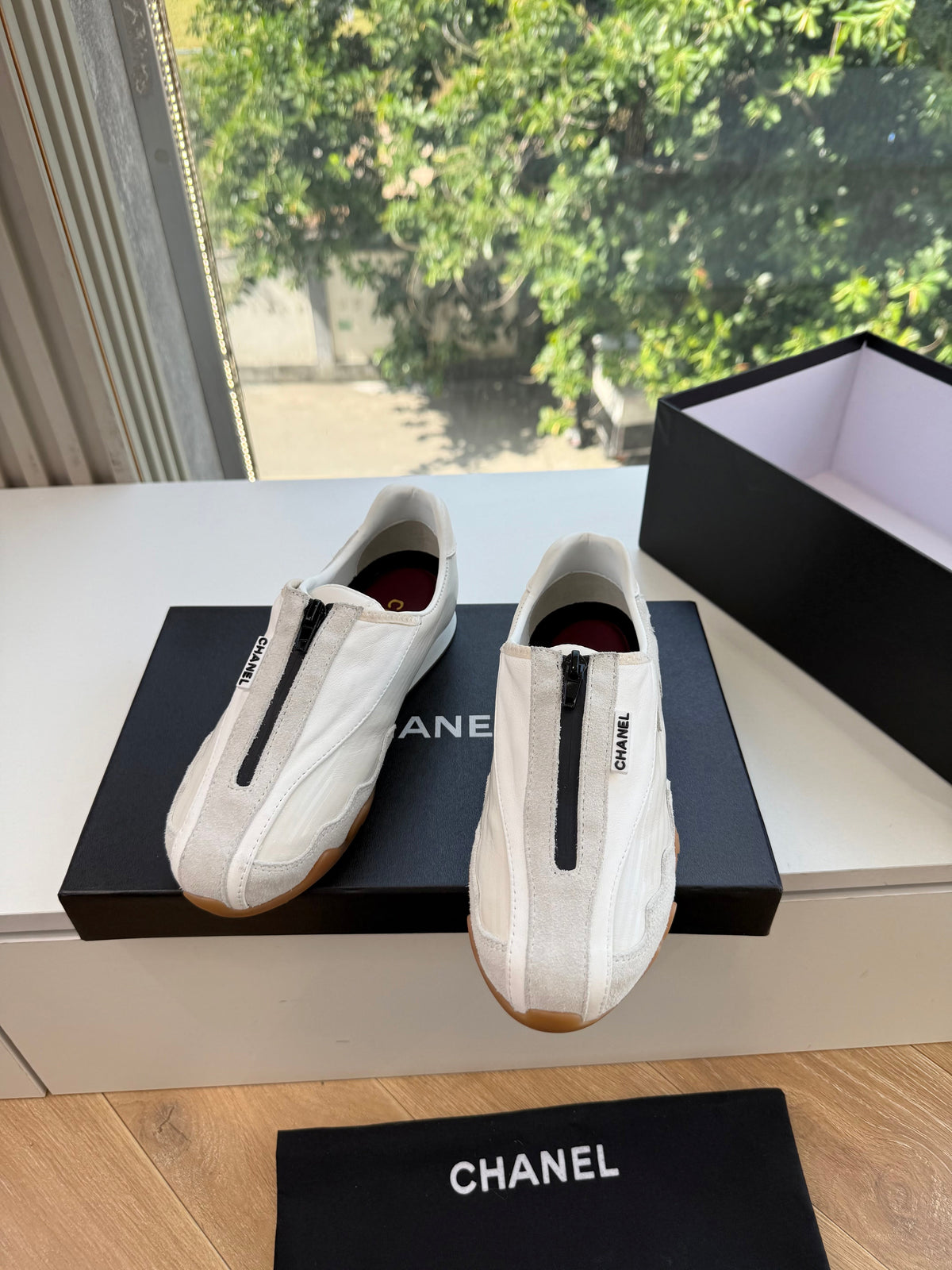 CC 26s Zip Up Sneakers White Fabric 168793