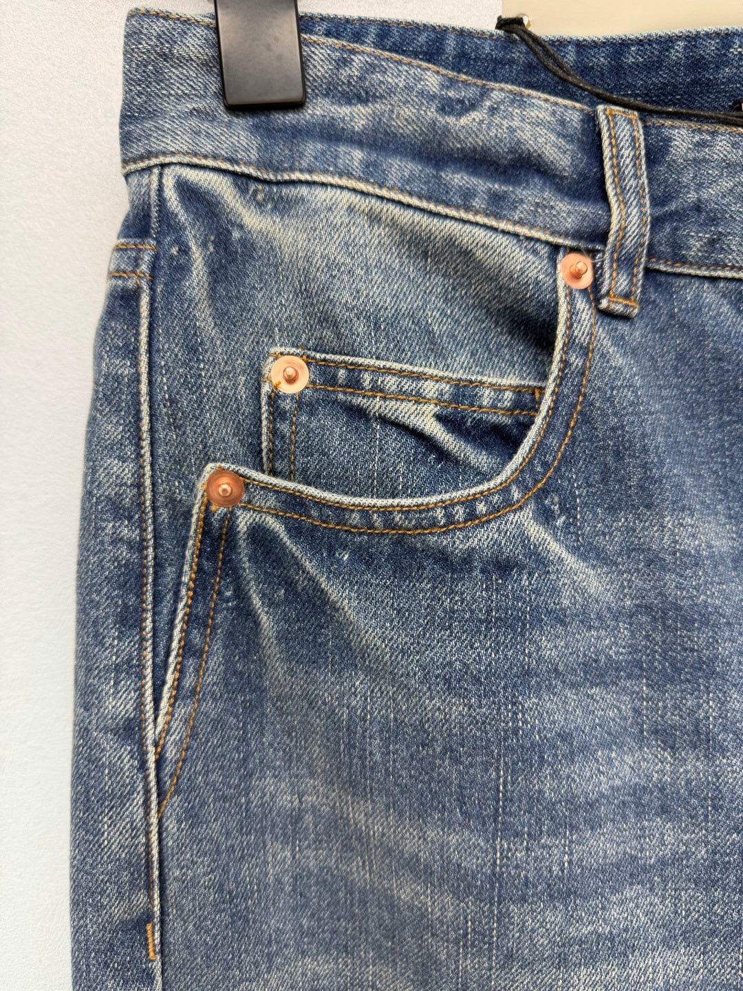 YSL Washed Wide-Leg Straight Jeans 411652