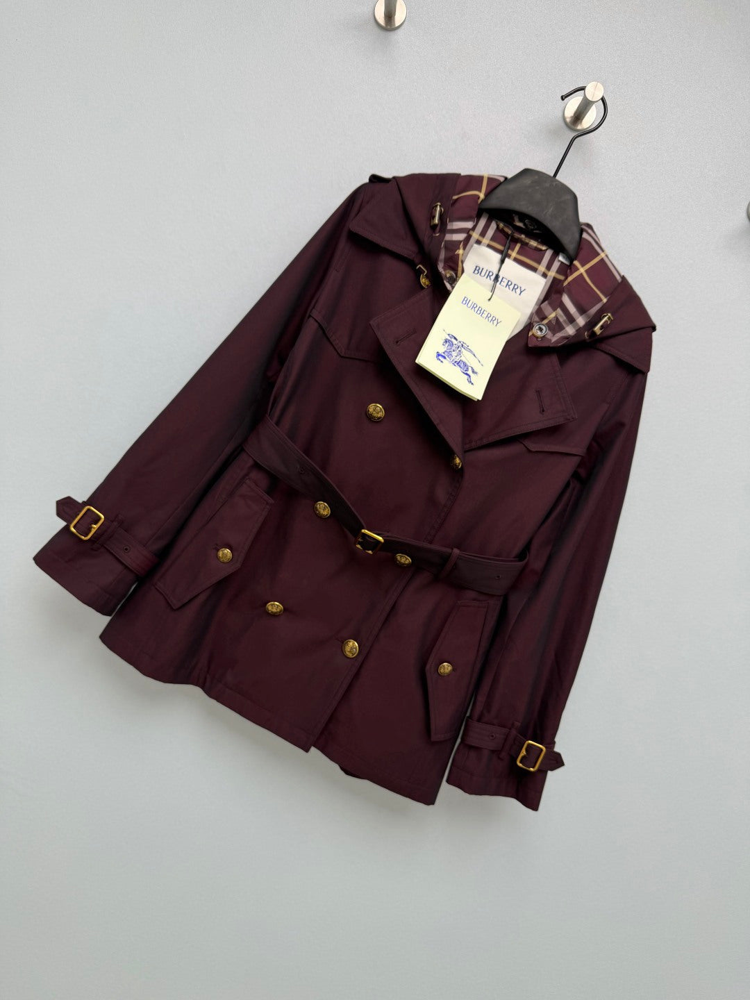 BRR Short Tropical Gabardine Foxfield Trench Coat Vineyard Red Cotton Polyester