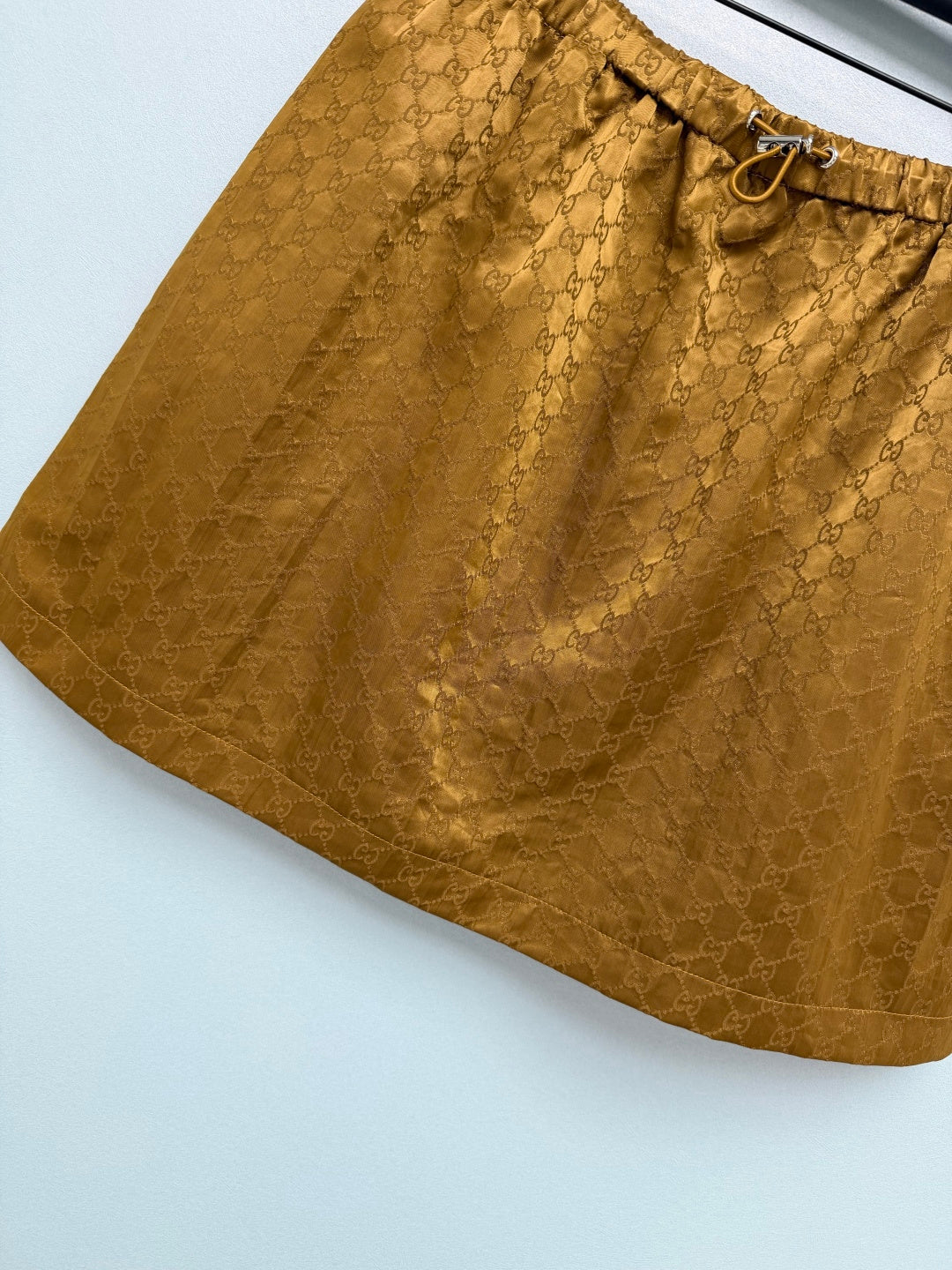 GG 26s Jacquard A-Line Mini Skirt Brown Polyester 425207