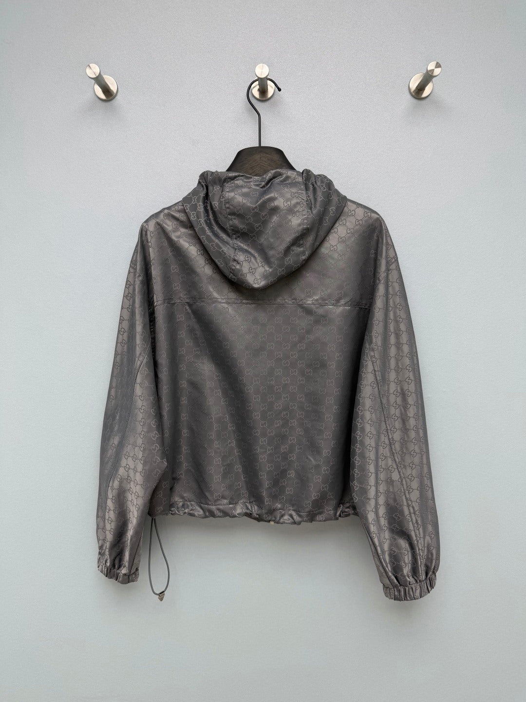 GG 26s Jacquard Short Windbreaker Jacket Grey Polyester 425201