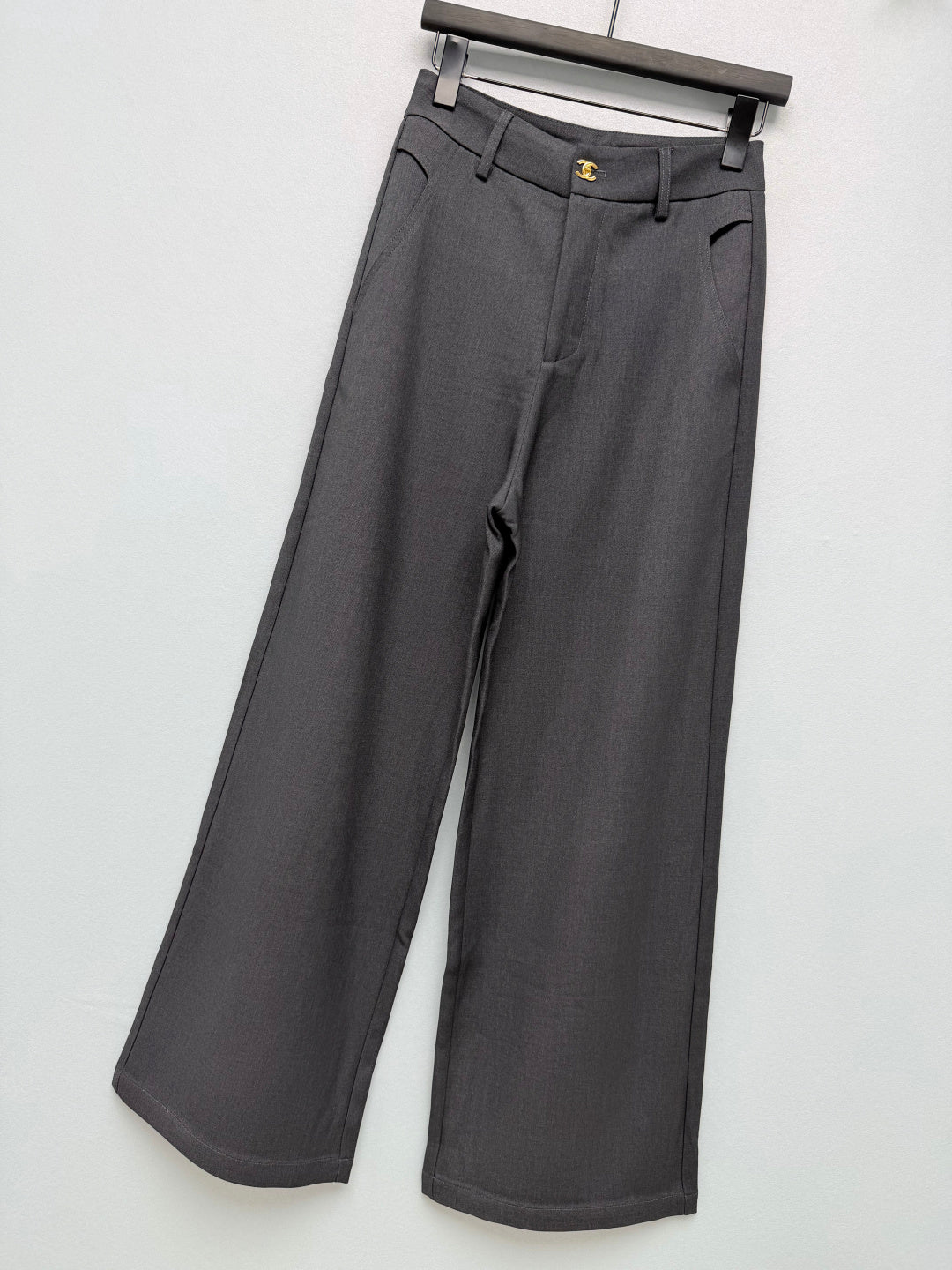 CC 26s High-Waisted Wide-Leg Pants Grey Polyester 425196