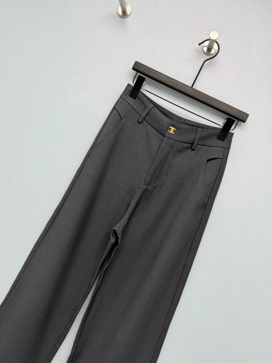 CC 26s High-Waisted Wide-Leg Pants Grey Polyester 425196