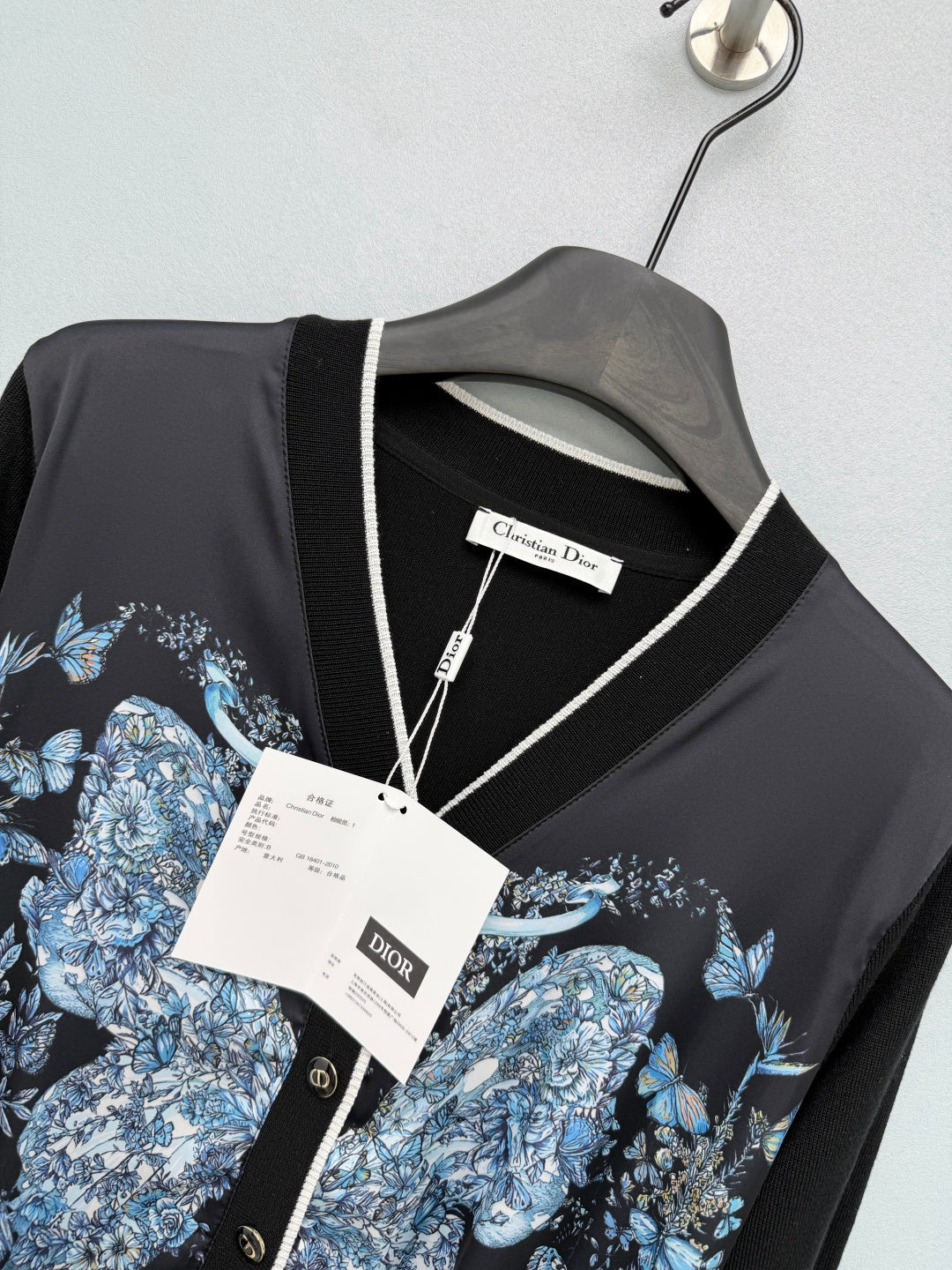 CD 26s Butterfly Floral Patchwork Cardigan Blue Black Polyester 425175