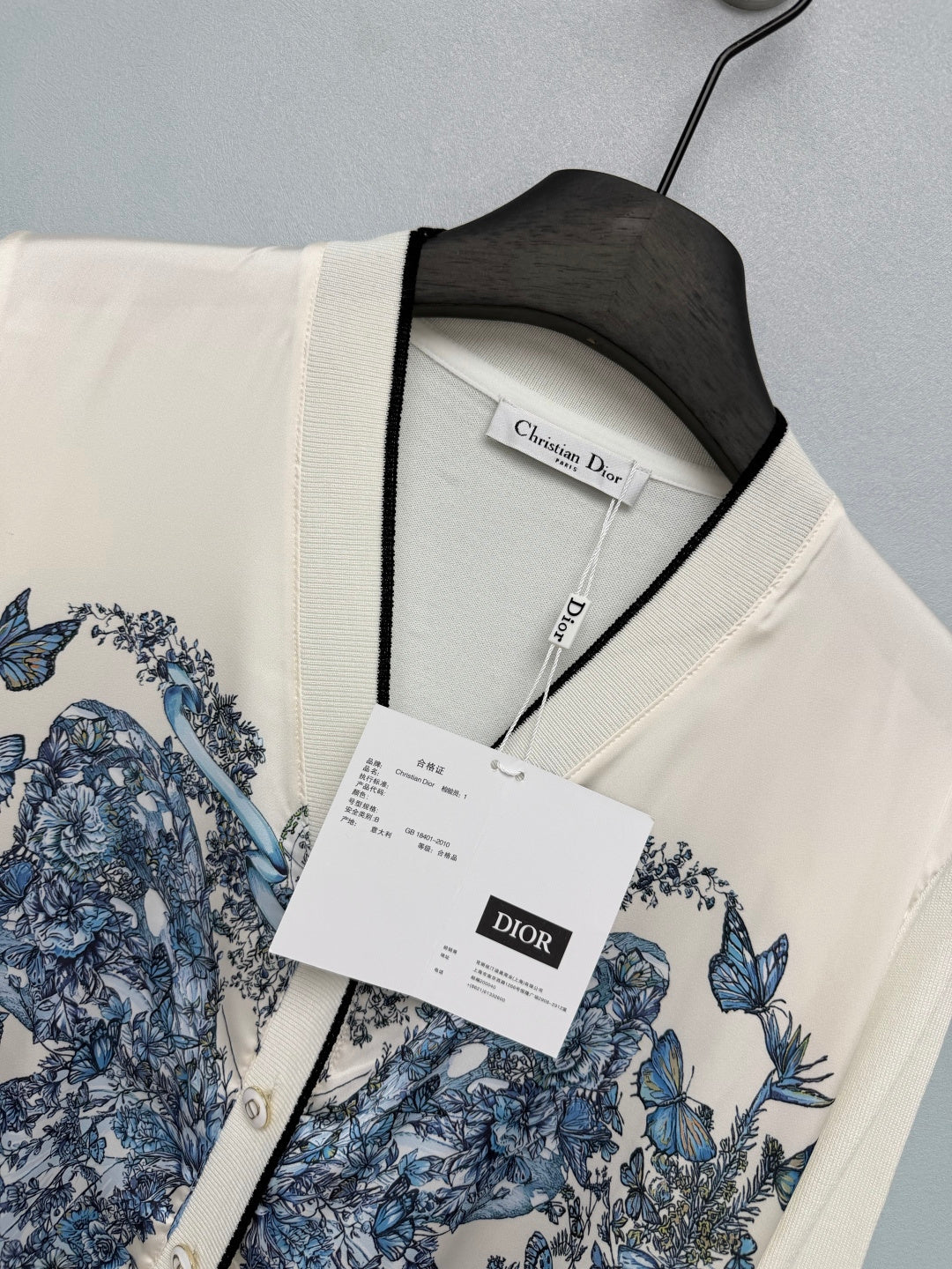 CD 26s Butterfly Floral Patchwork Cardigan Blue Cream Polyester 425176