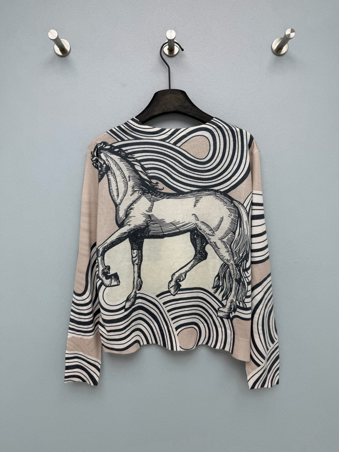HM 26s Equestrian-Style Thin Knit Cardigan Wool 425153