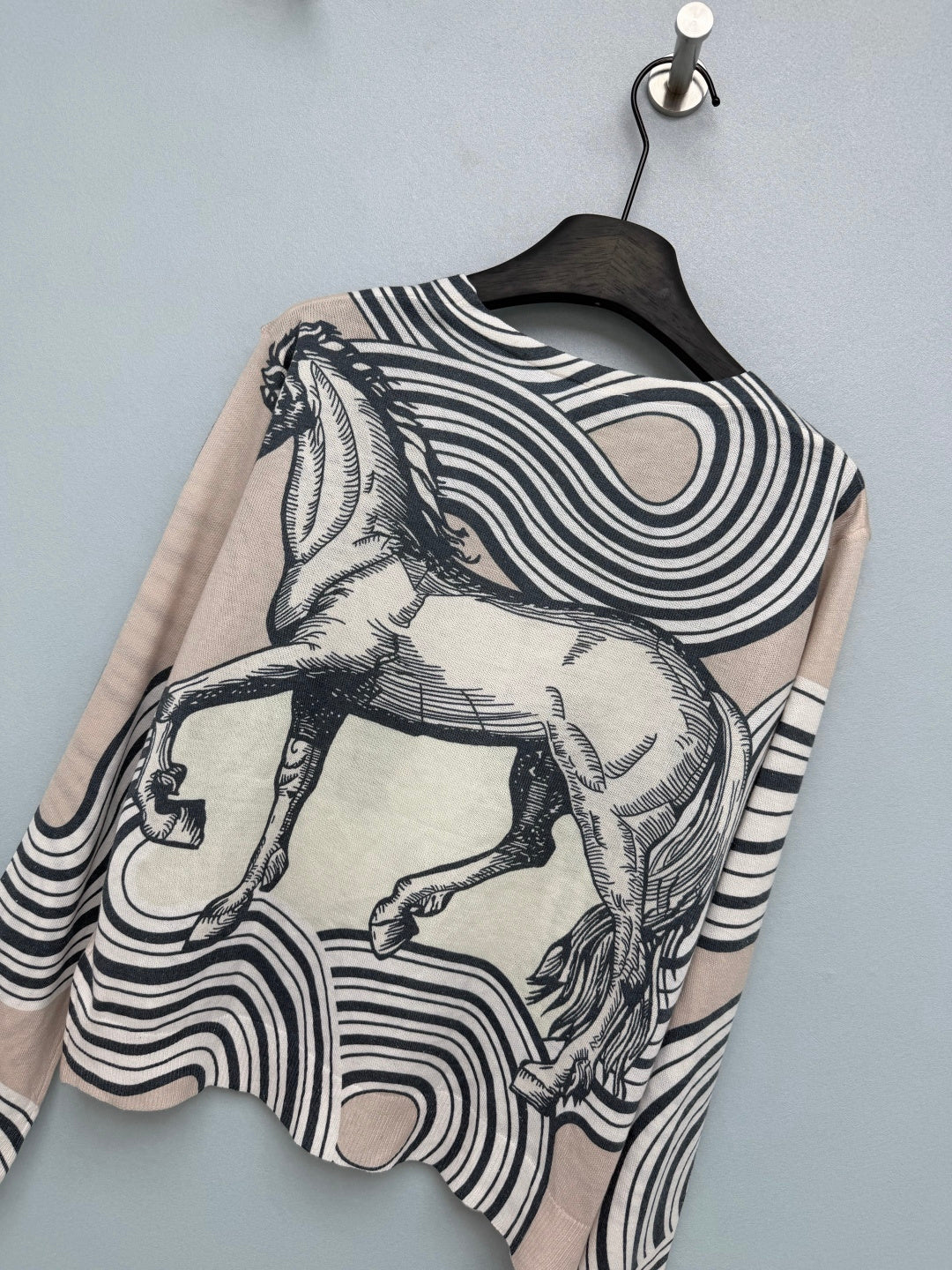 HM 26s Equestrian-Style Thin Knit Cardigan Wool 425153
