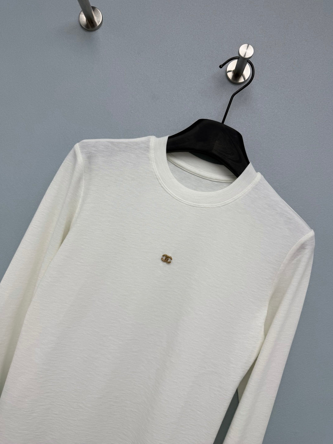 Chanel 26s Long Sleeve Top White Knit 436014