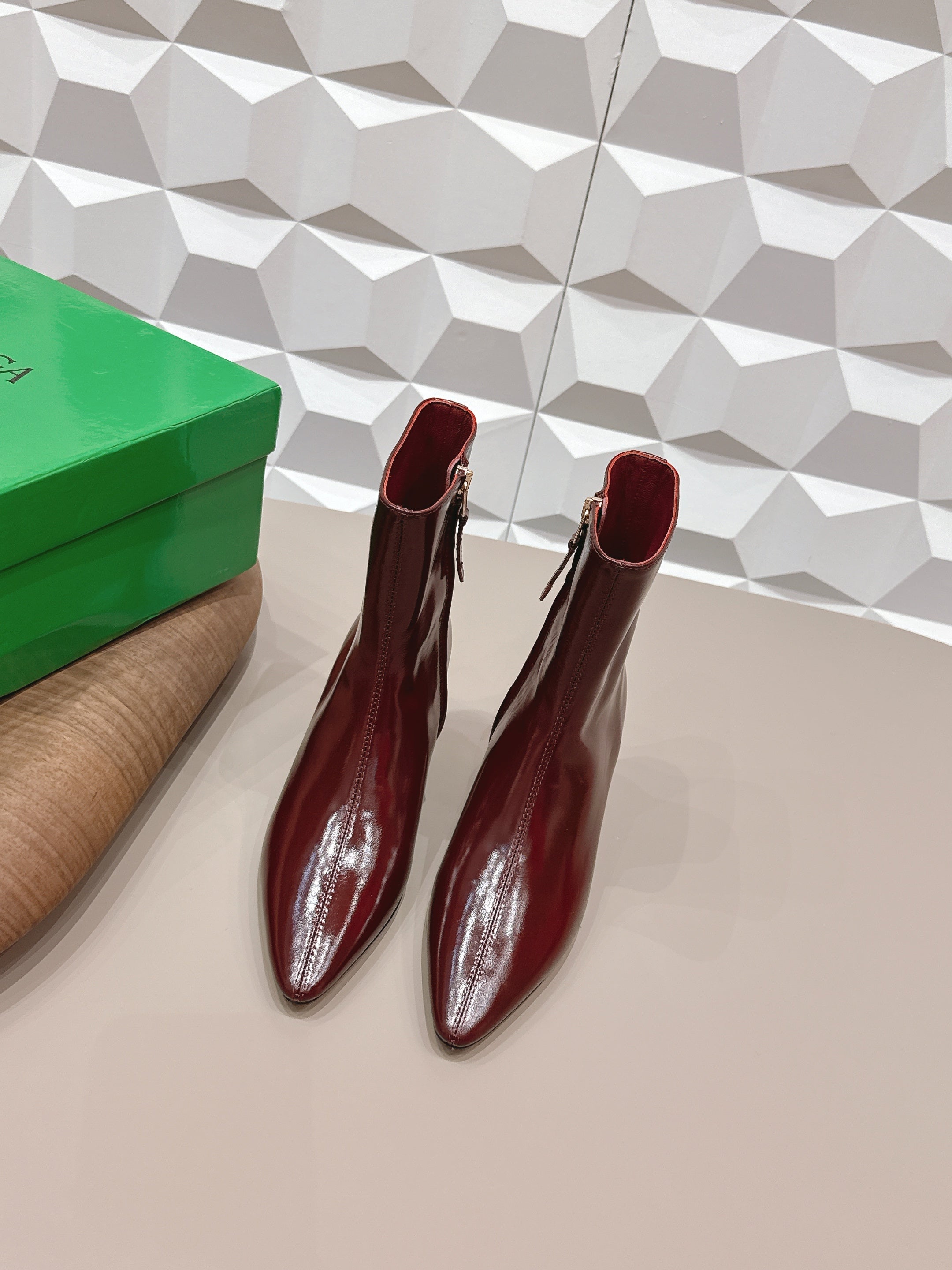 BV Sofia Ankle Boot 7cm Burgundy Lambskin 613291