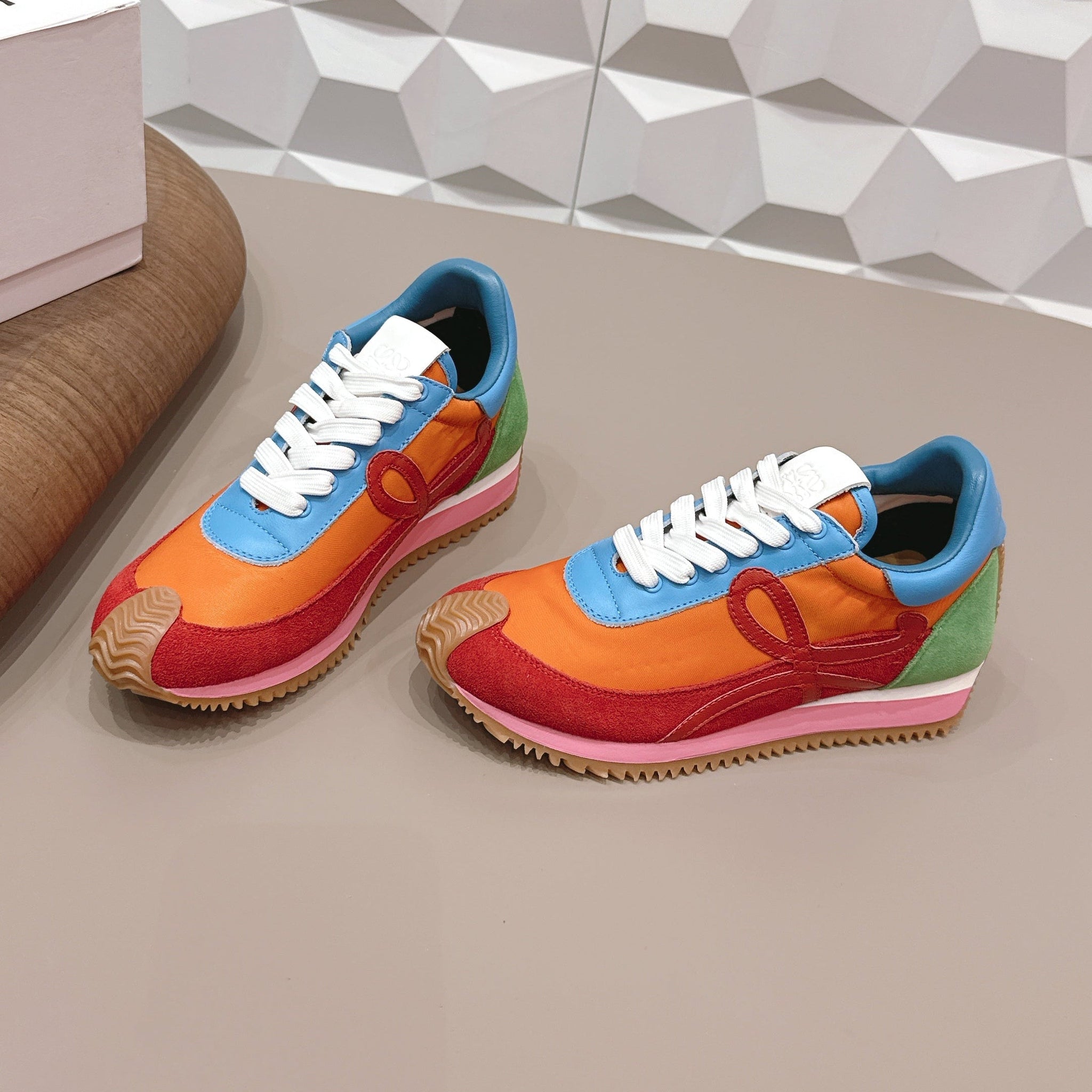 Loewe 26s Flow Runner Sneaker In Multicolor Suede And Calfskin
