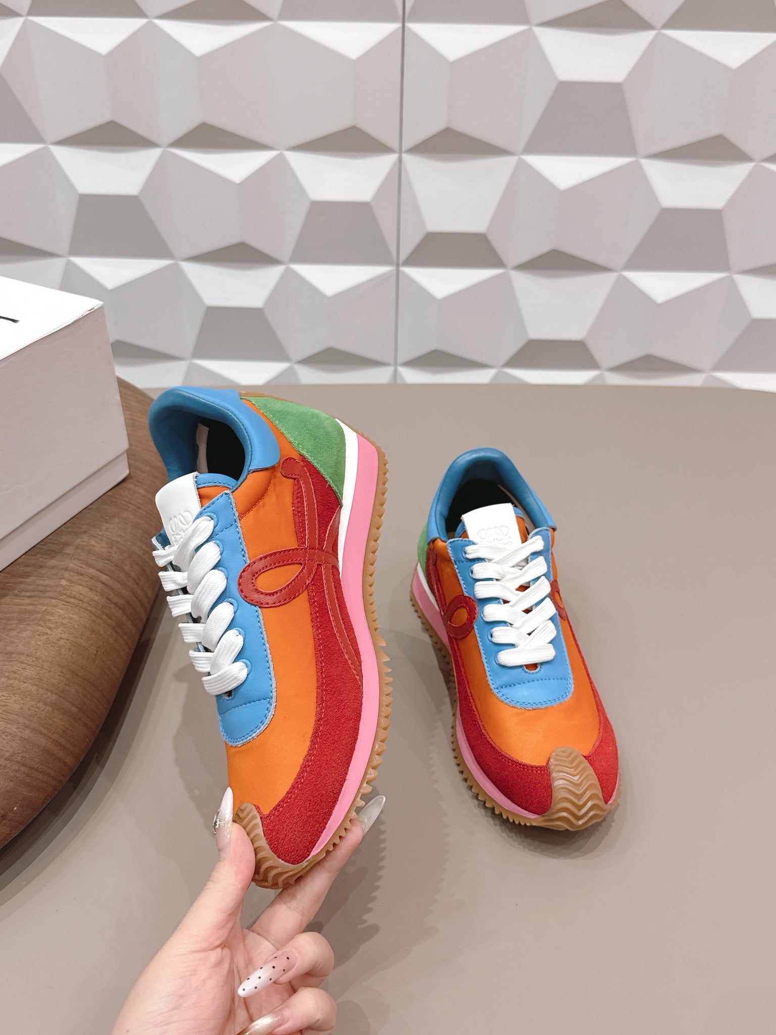 Loewe 26s Flow Runner Sneaker In Multicolor Suede And Calfskin