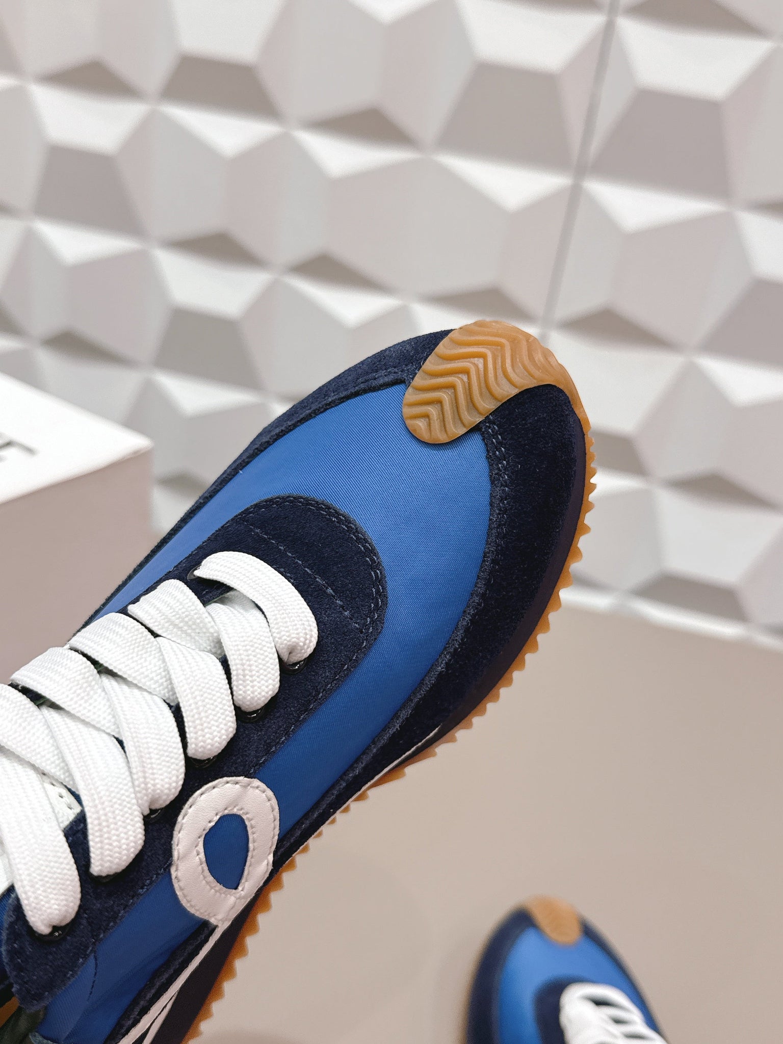 Loewe 26s Flow Runner Sneaker In Navy And Blue Suede And Calfskin