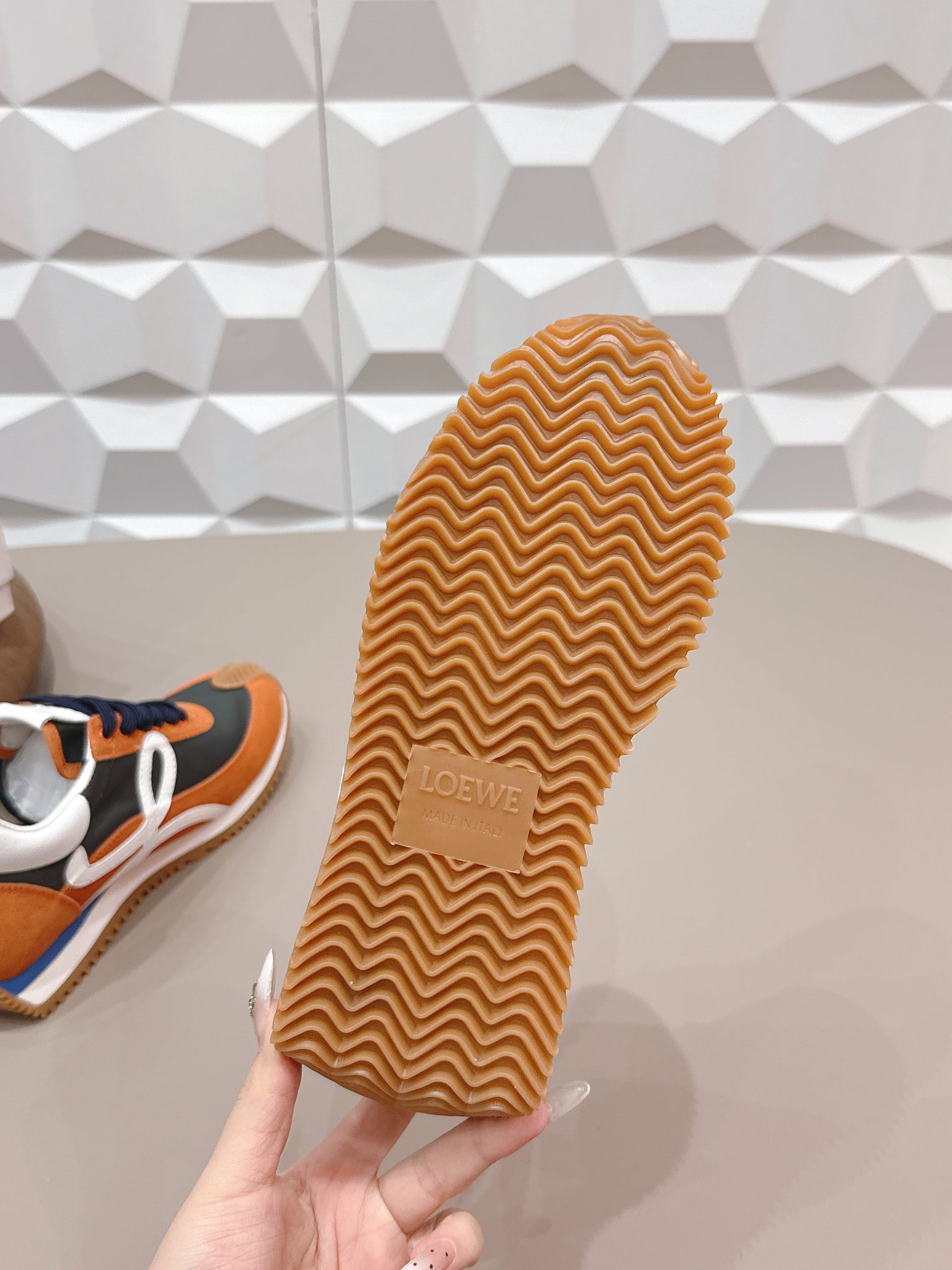 Loewe 26s Flow Runner Sneaker In Rust Brown Suede And White Calfskin