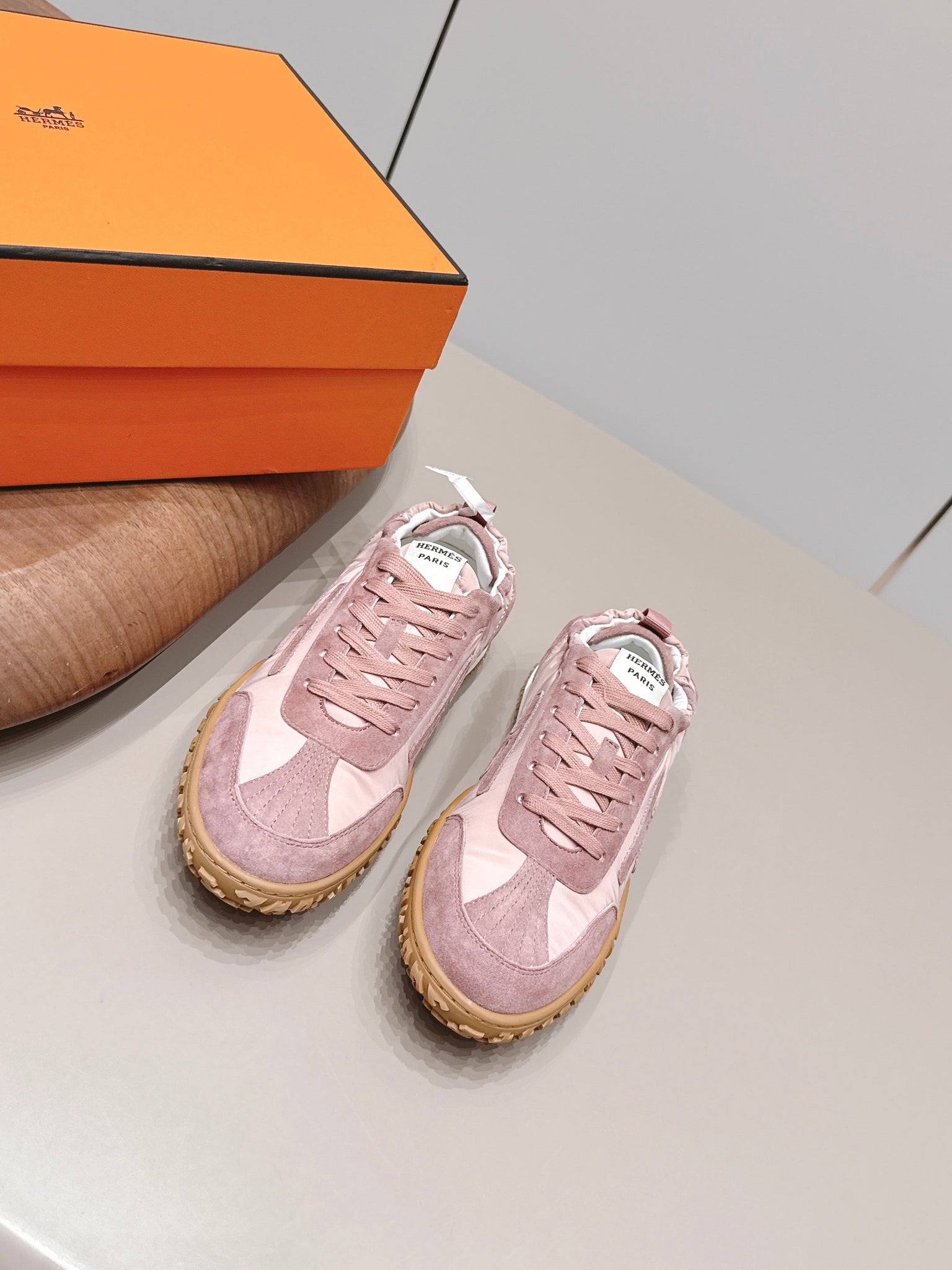 HM 26s Bouncing Sneakers Pink Nylon Suede