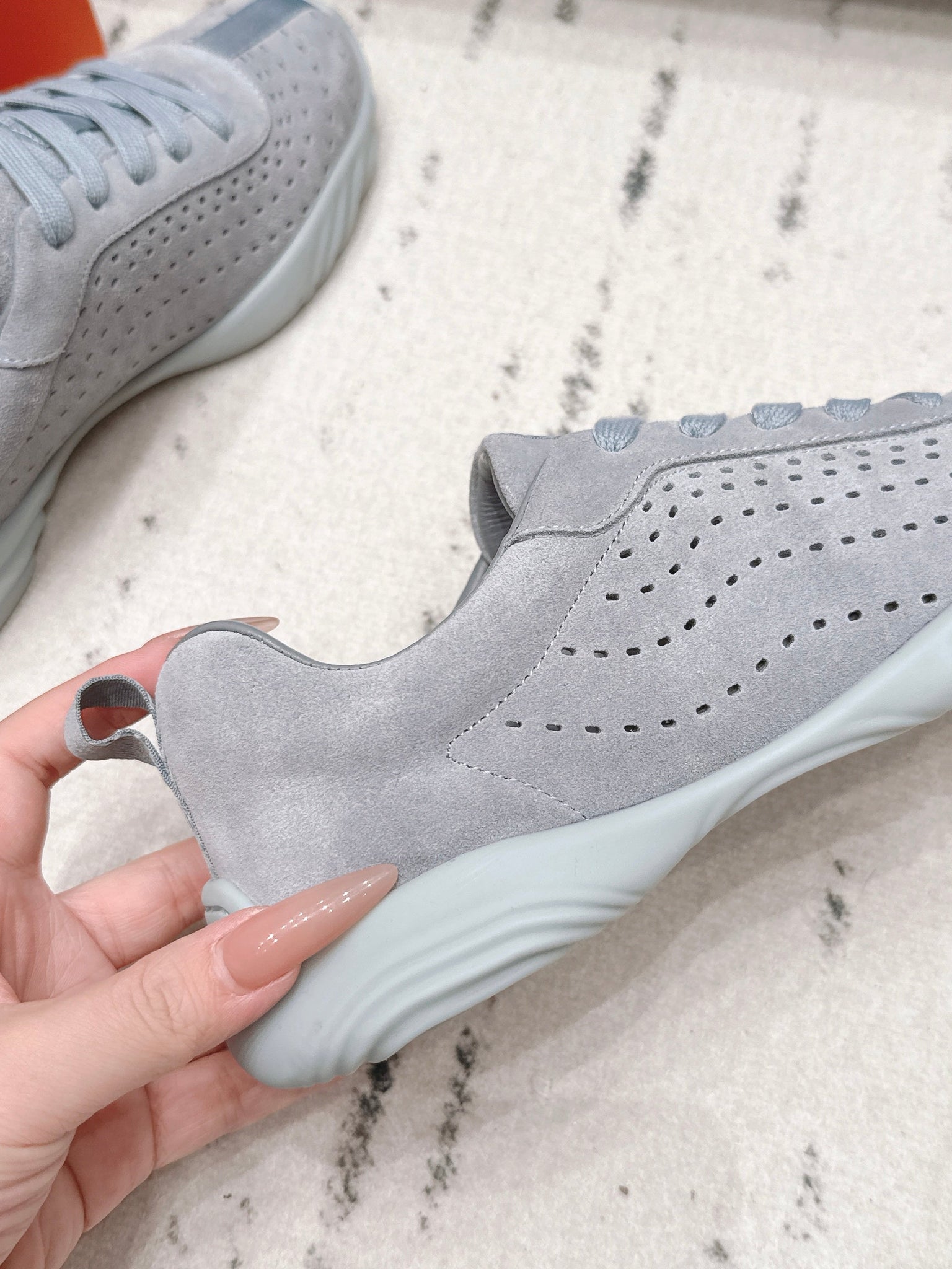 HM 26s Trail Sneakers In Light Grey Perforated Suede