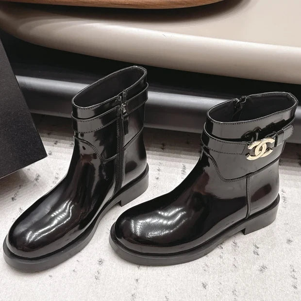 Chanel 2026 Round-Toe Zip-Up Ankle Boots Cowhide 976099
