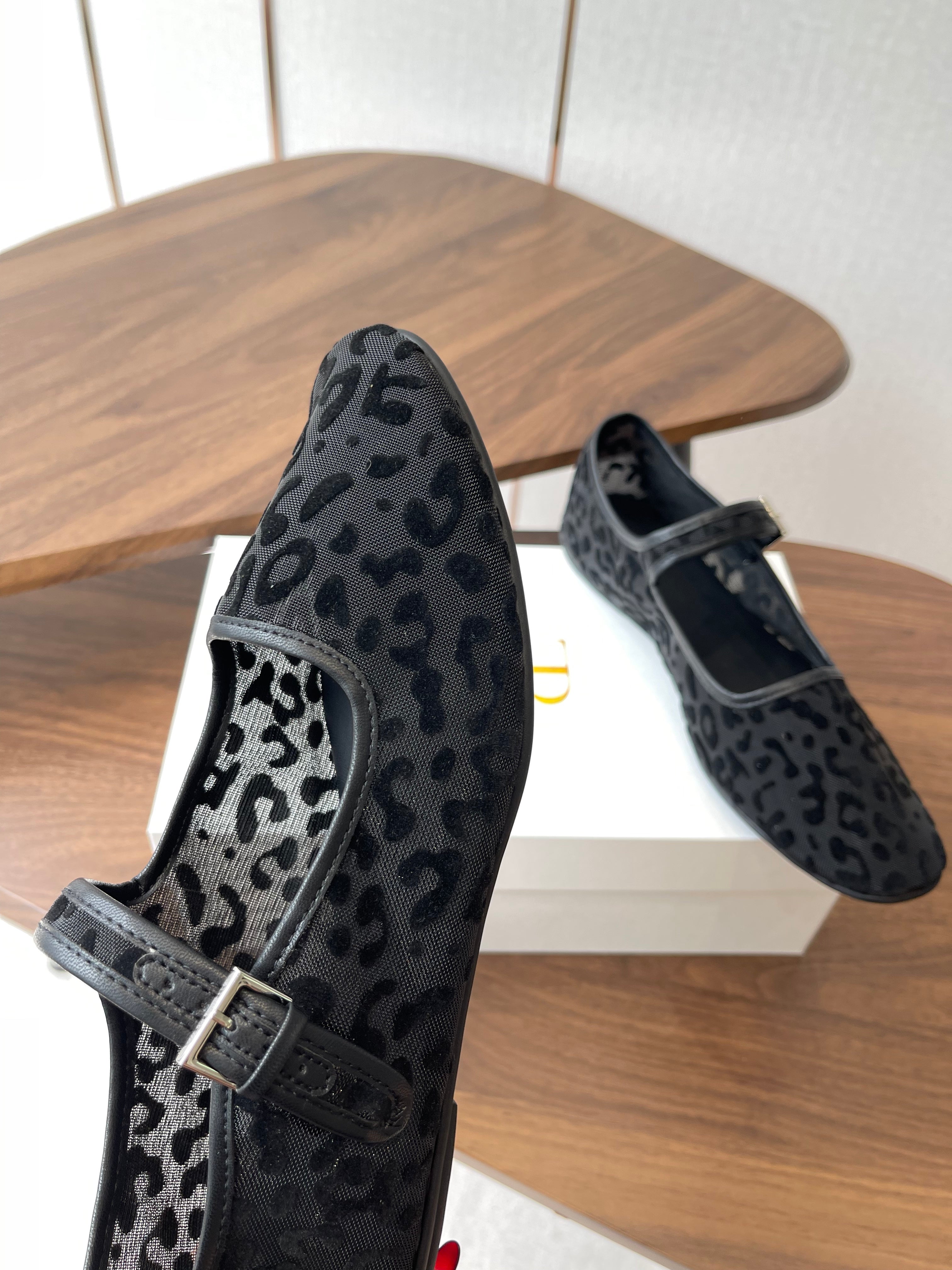 The Row Mary Jane Black Mesh And Sheepskin 330804