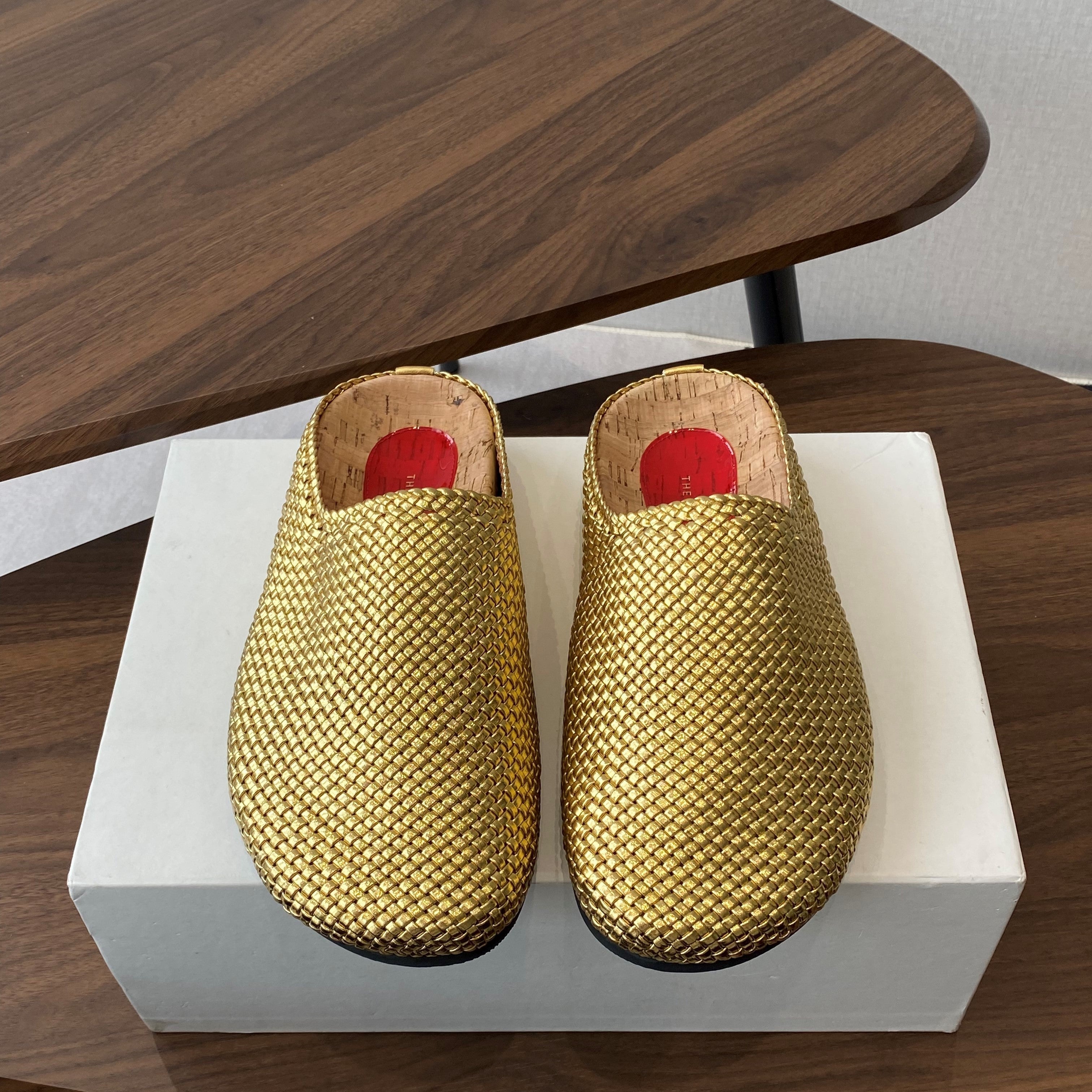 The Row Slip-on Mule Metallic Gold Woven Cowhide 334526