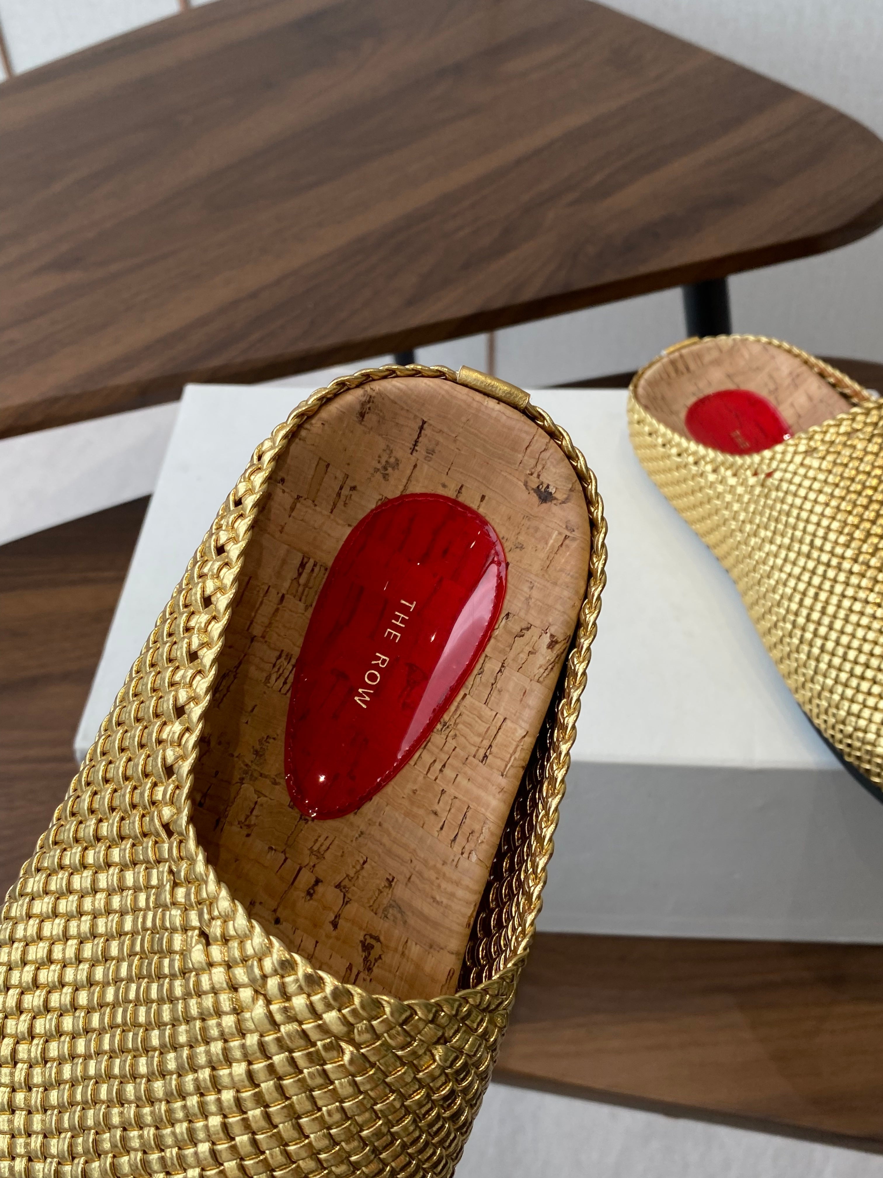 The Row Slip-on Mule Metallic Gold Woven Cowhide 334526