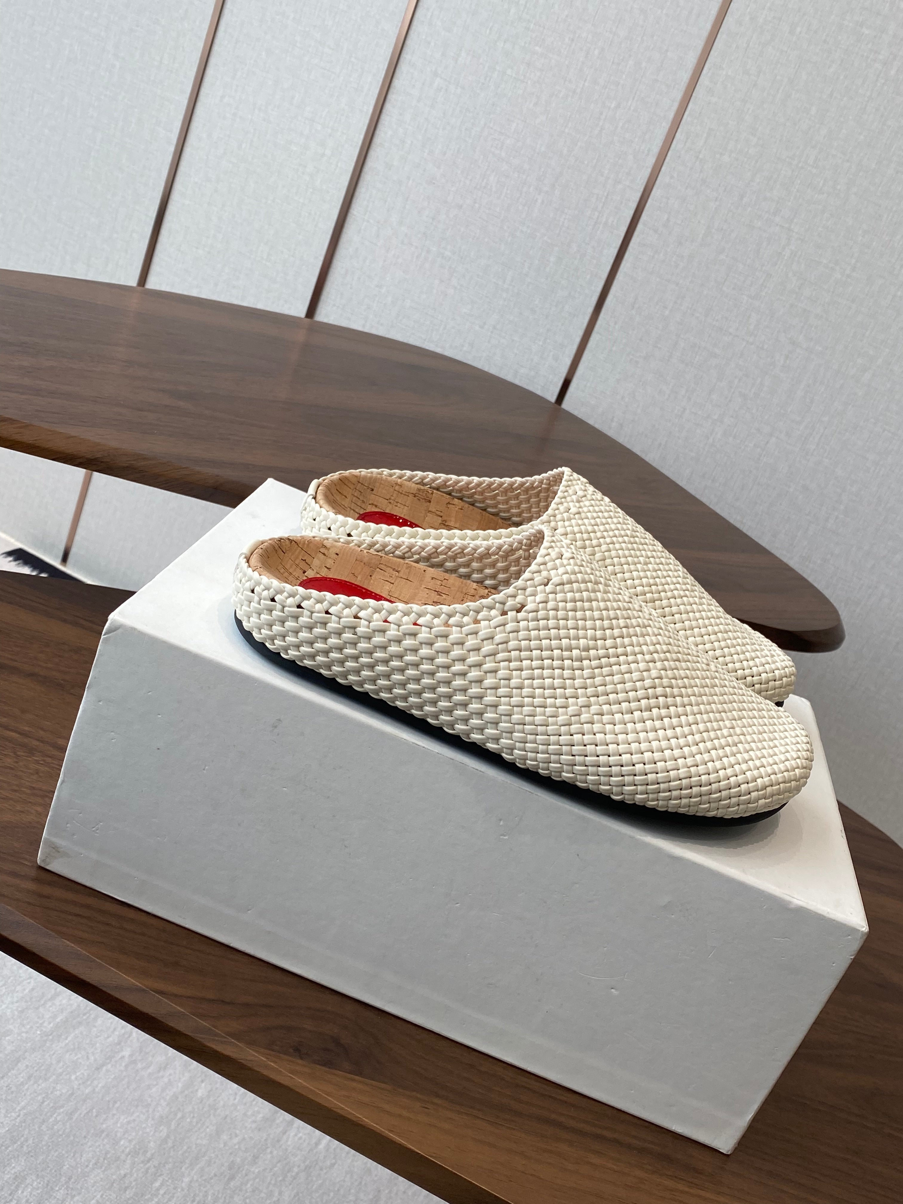 The Row Slip-on Mule White Woven Cowhide 334527