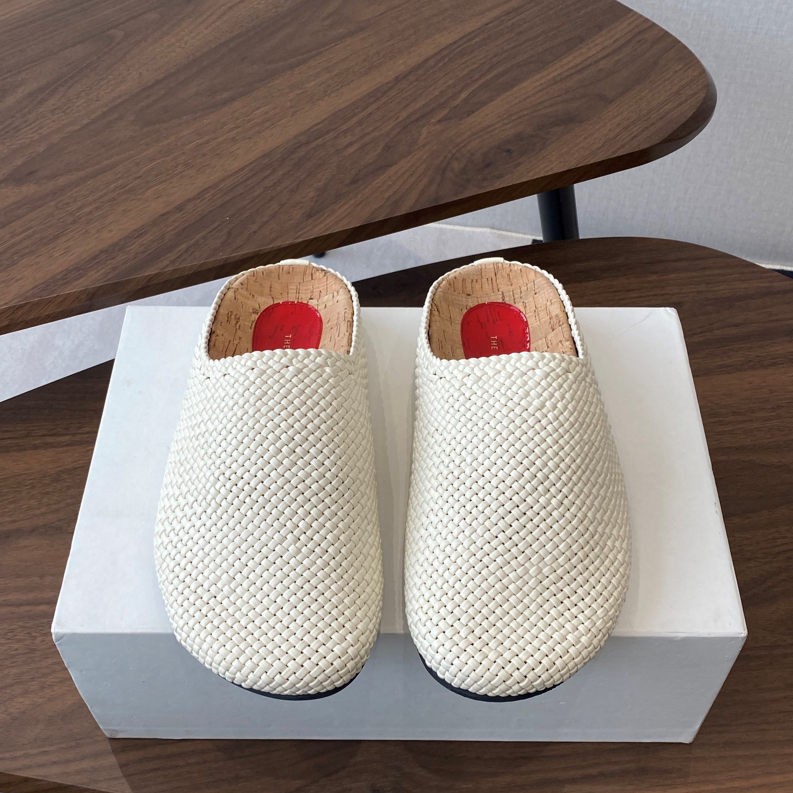 The Row Slip-on Mule White Woven Cowhide 334527