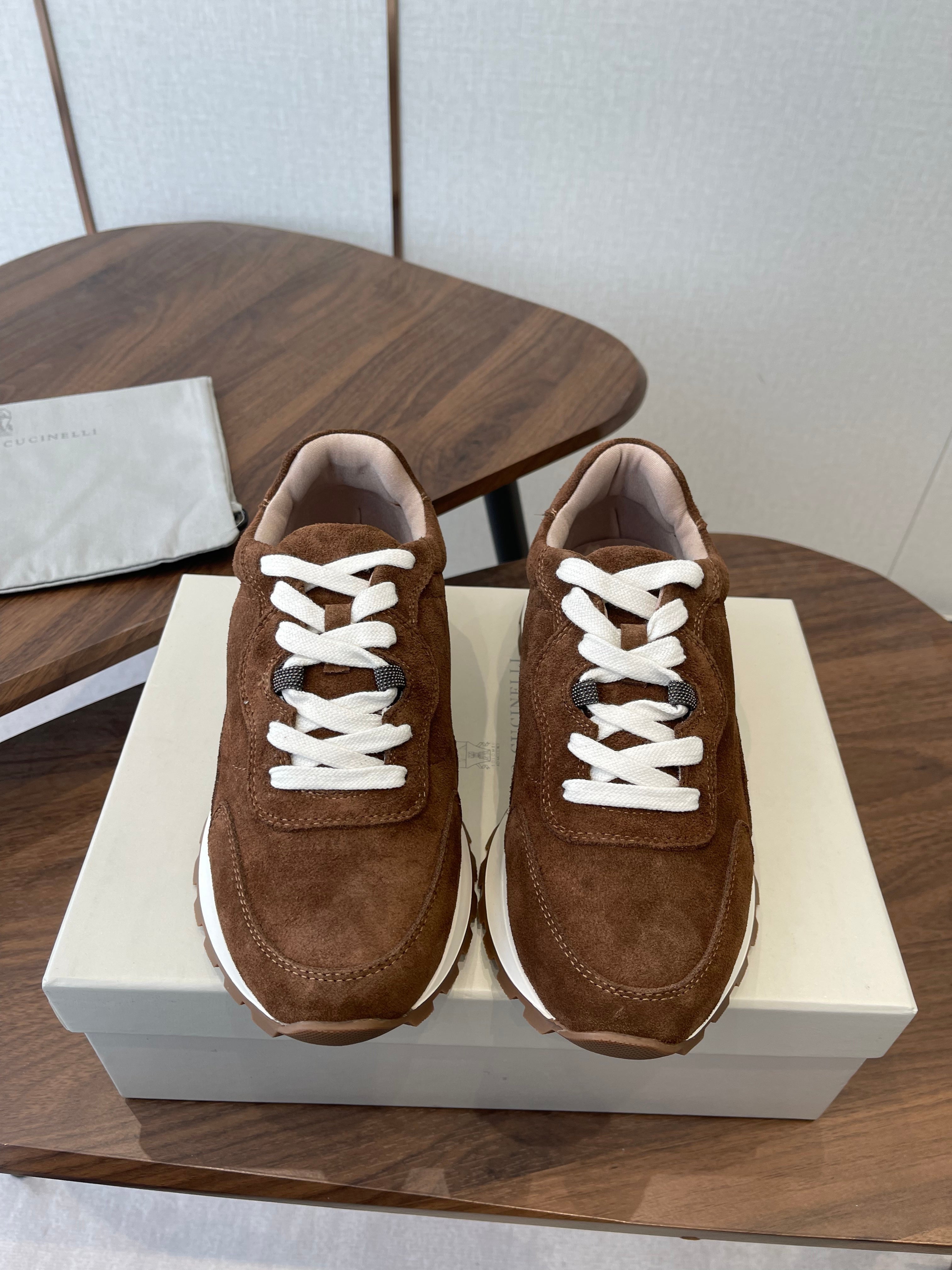 Brunello Runners With Shiny Details Brown Suede 624483