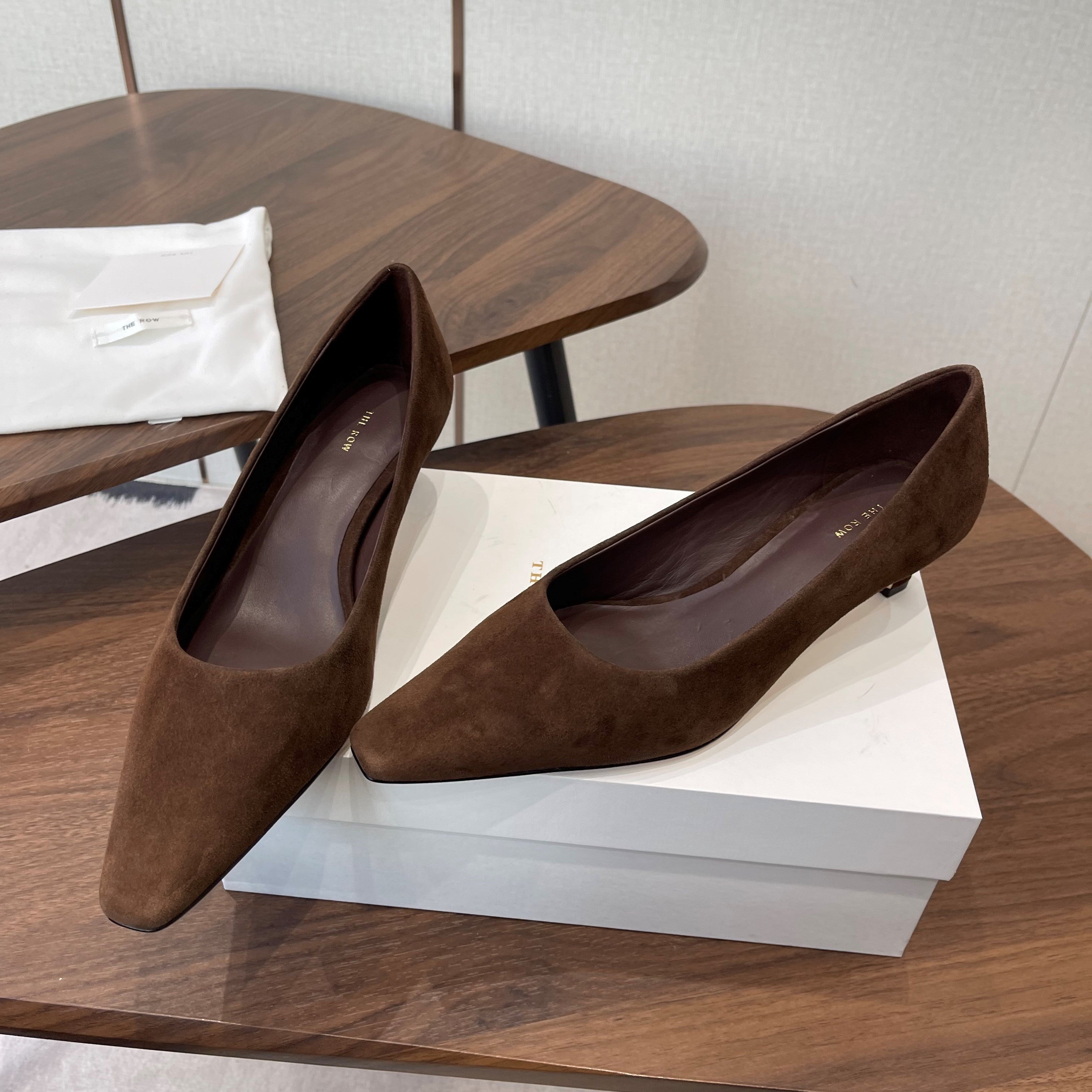The Row Carla 45 Slingback Chocolate Suede 633752