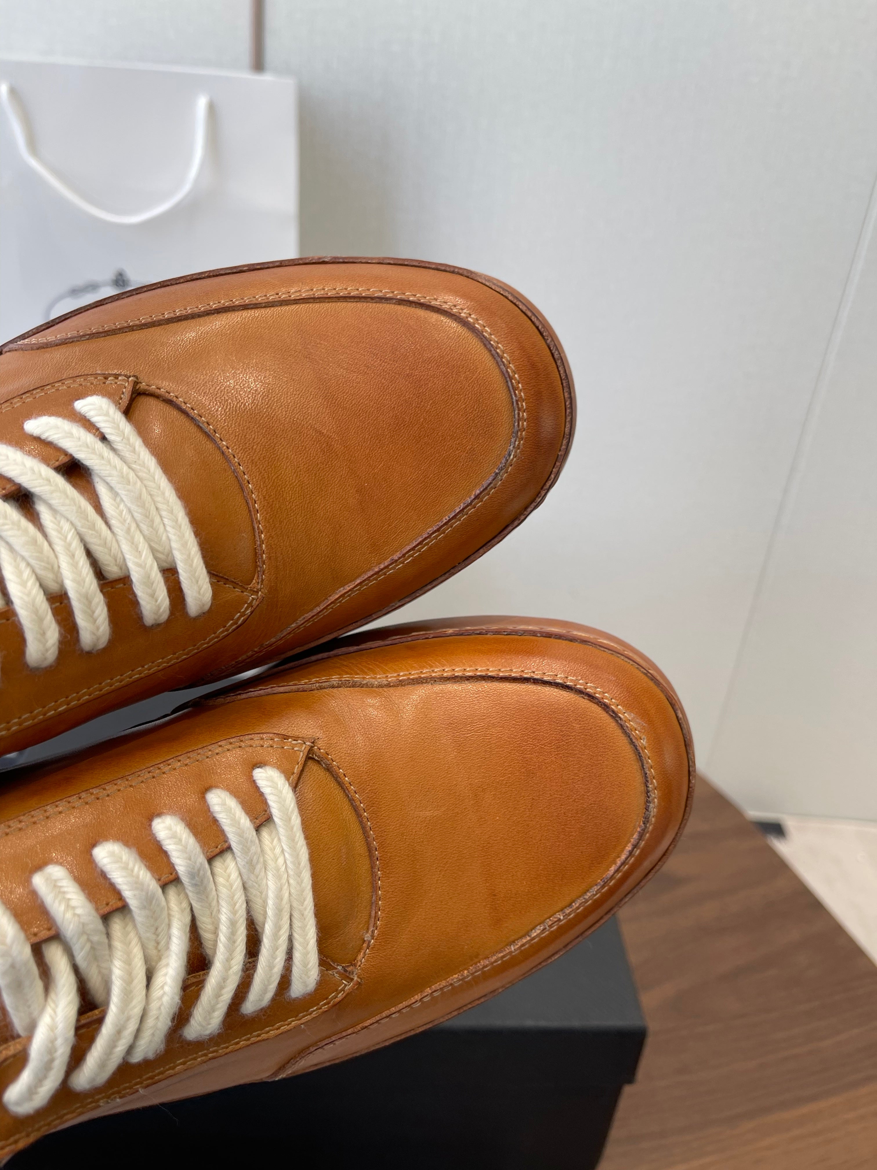 Prada Downtown Sneaker Brown Shiny Leather 727637