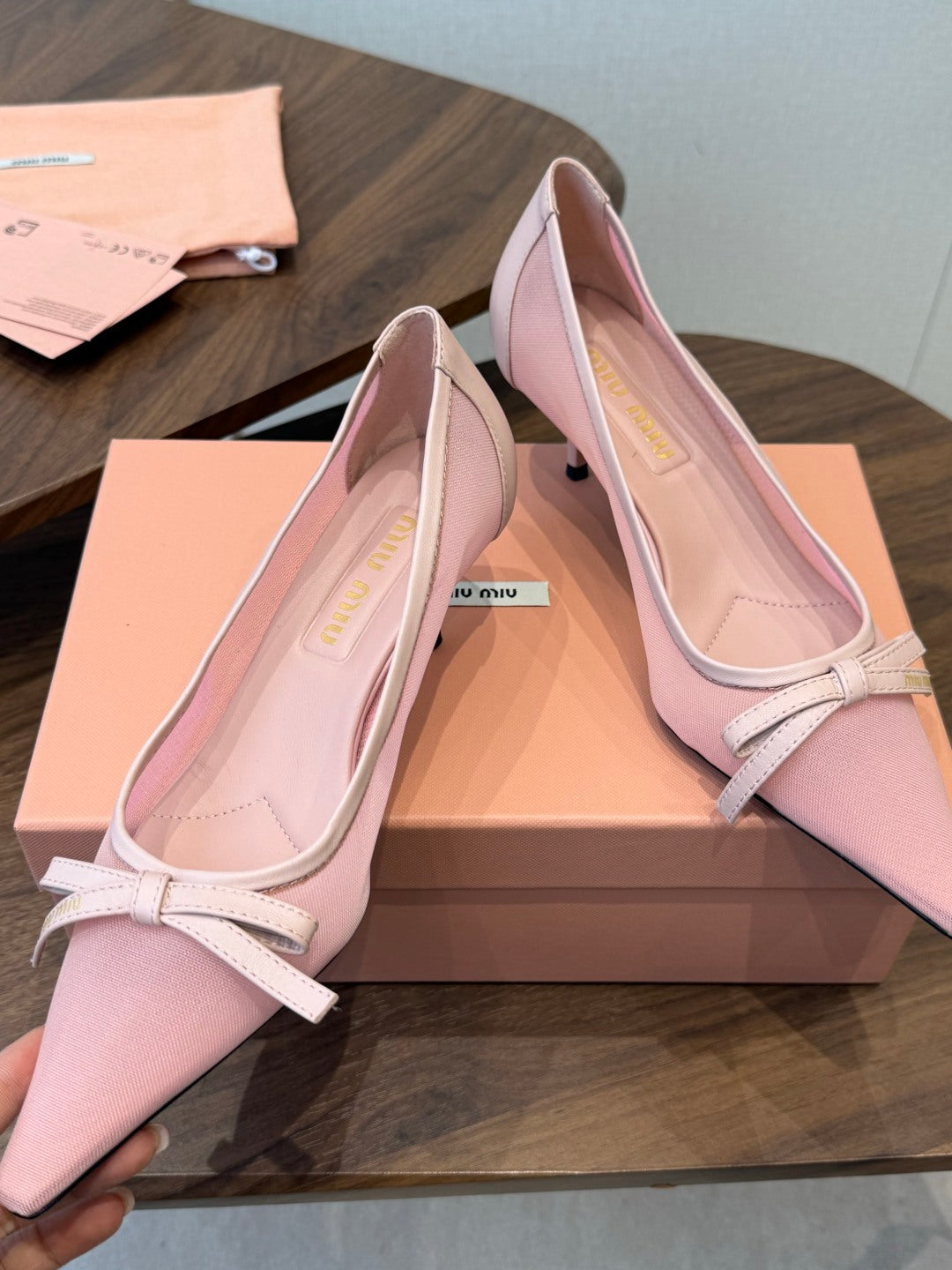 Miu 26s Pump 5.5cm Light Pink Canvas 887657