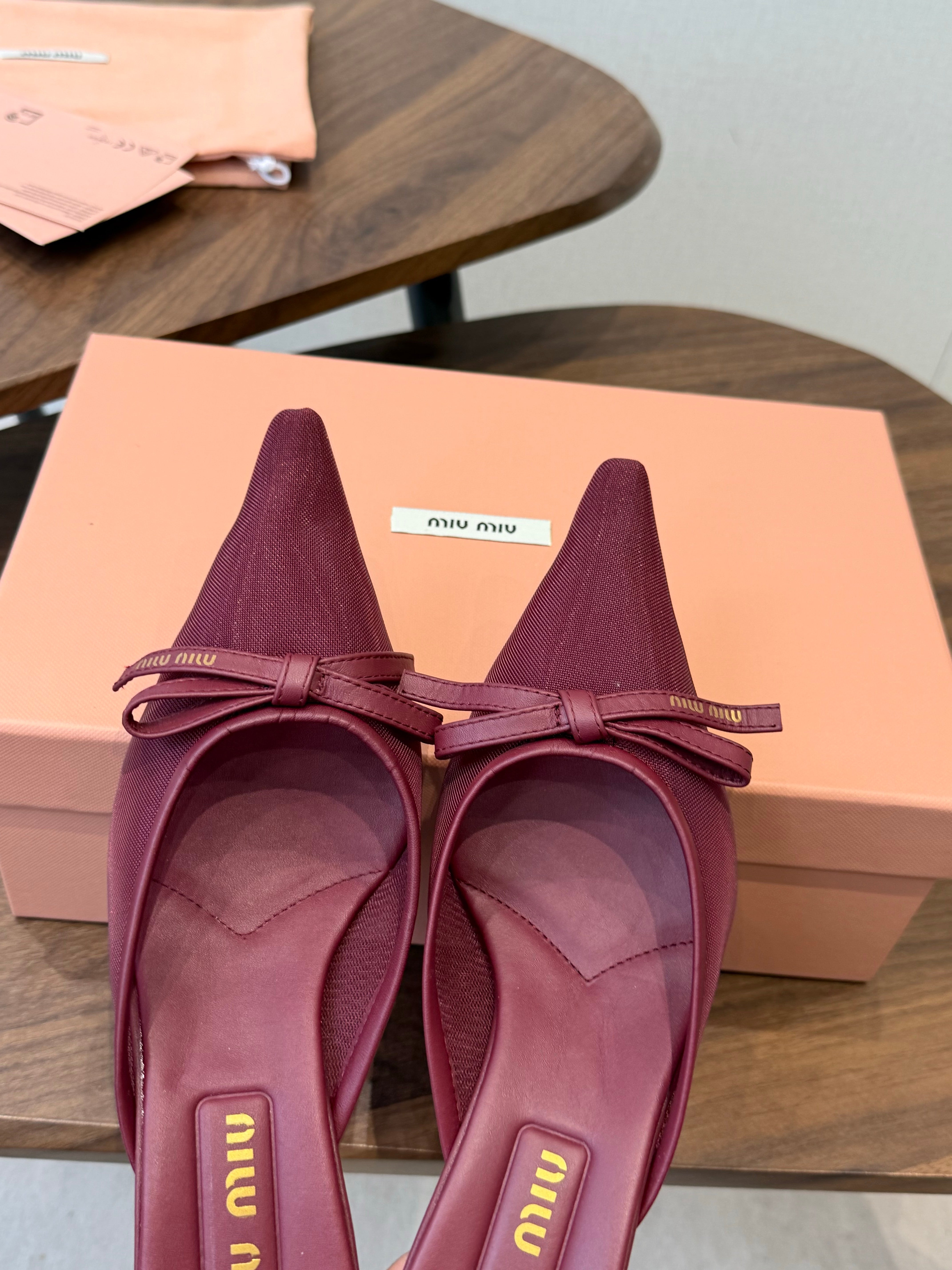 Miu 26s High-Heeled Mules Burgundy Cotton 790456
