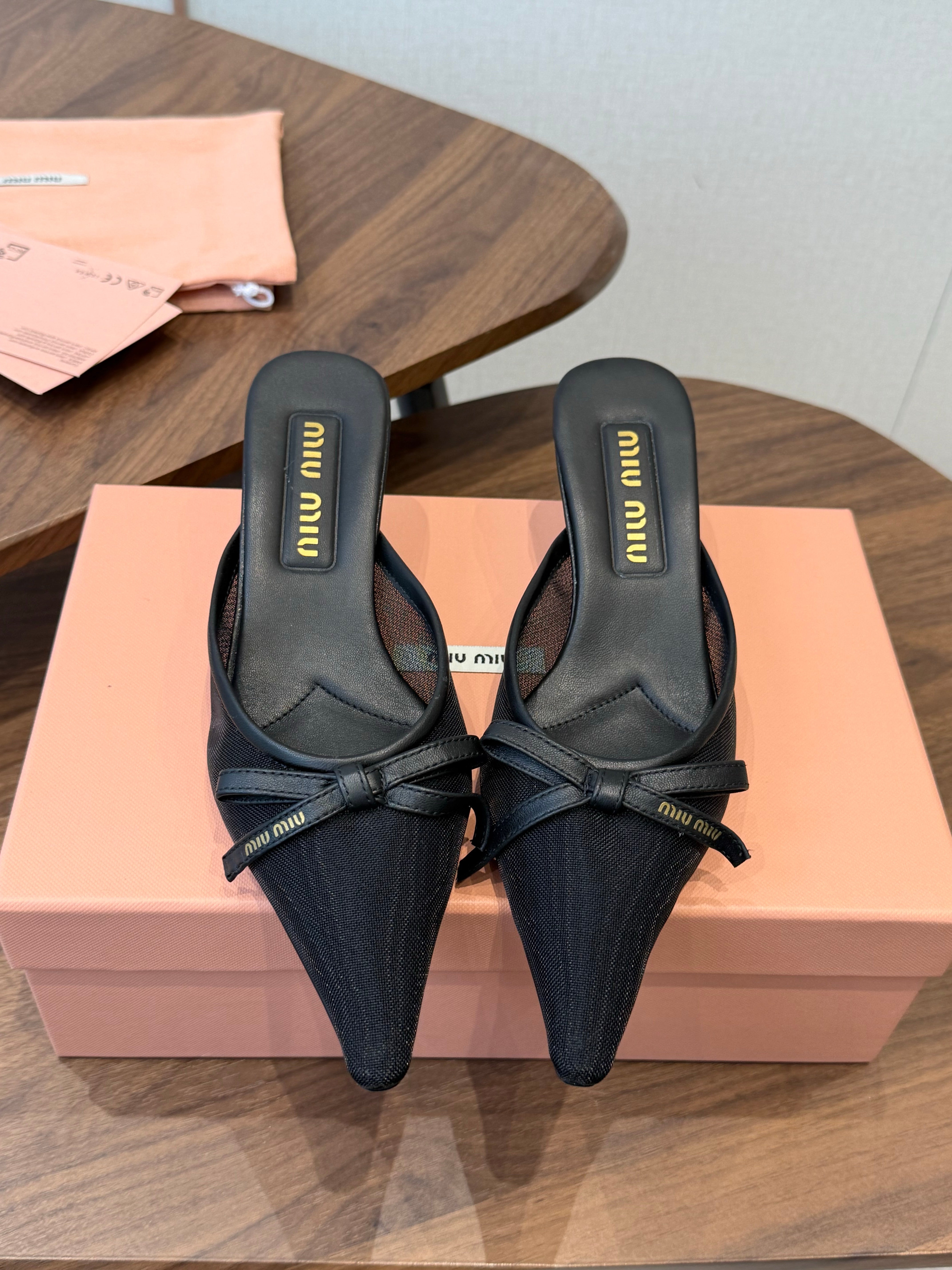 Miu 26s High-Heeled Mules Black Cotton 790457