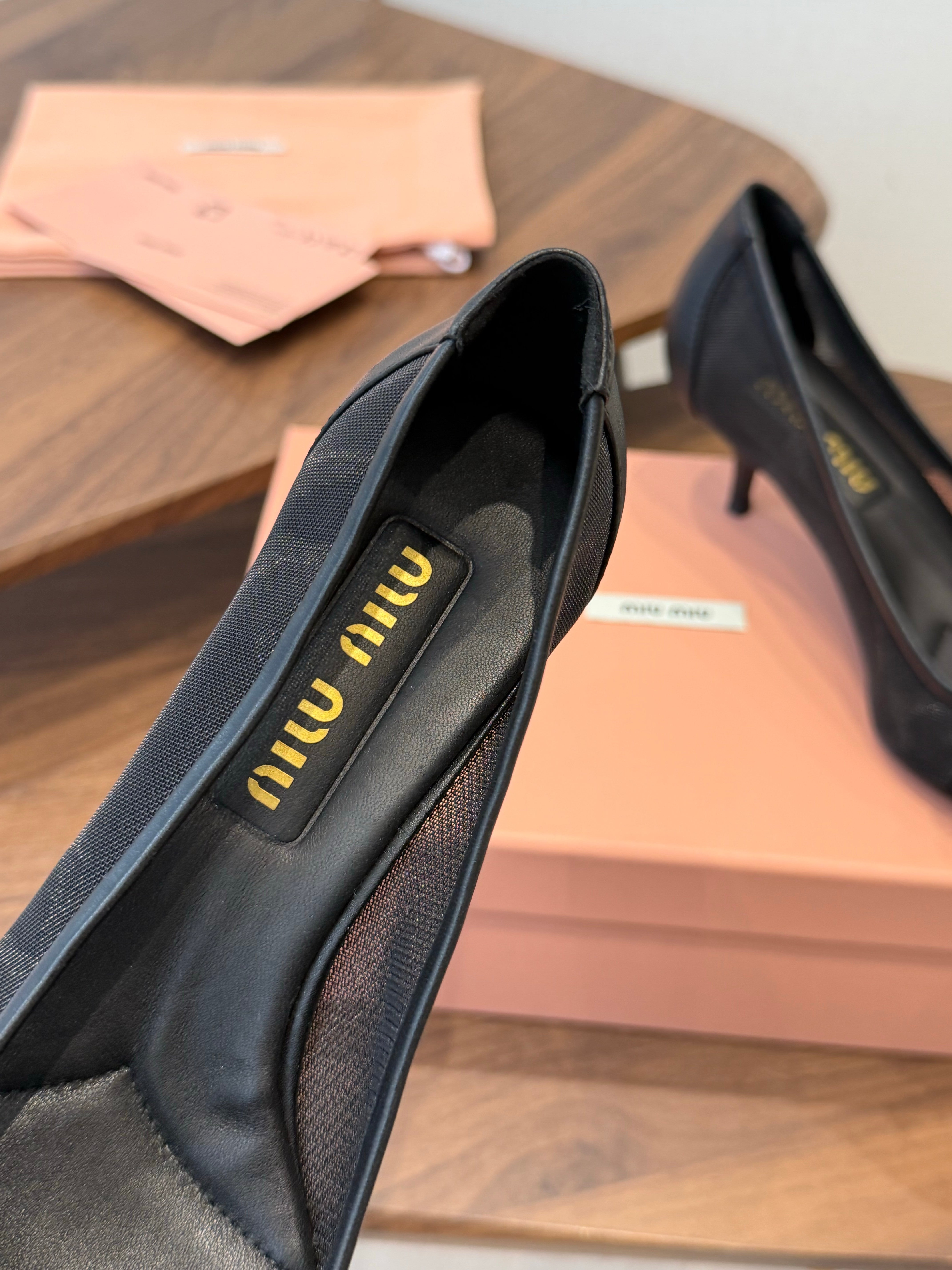 Miu 26s High-Heeled Pump Black Cotton 790460